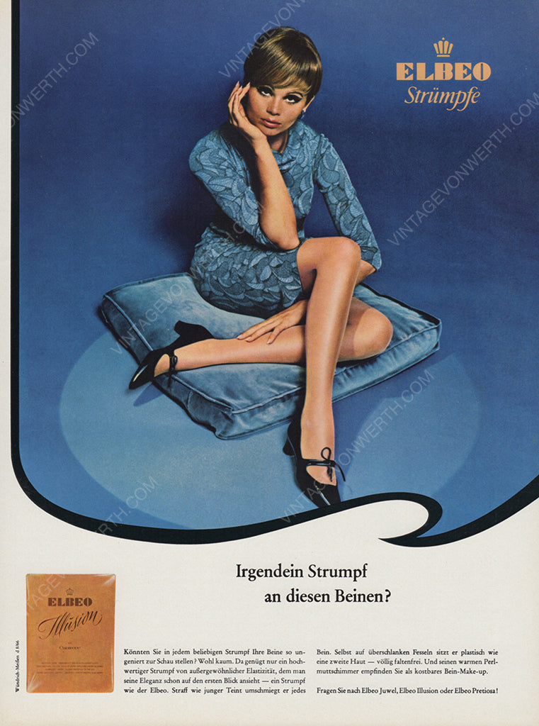 ELBEO 1966 Vintage Print Advertisement Hosiery Magazine Ad