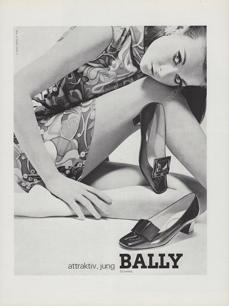 BALLY 1967 Vintage Print Advertisement 1960s Footwear Shoe Magazine Ad