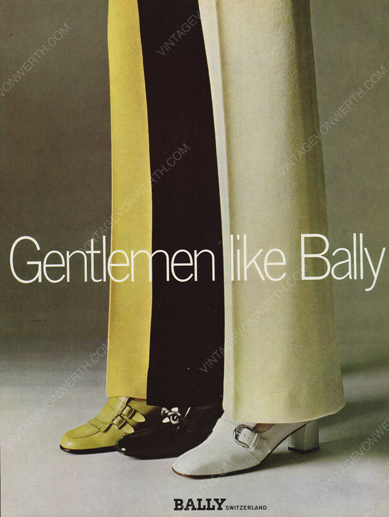 BALLY 1969 Vintage Print Advertisement 1960s Footwear Shoe Magazine Ad