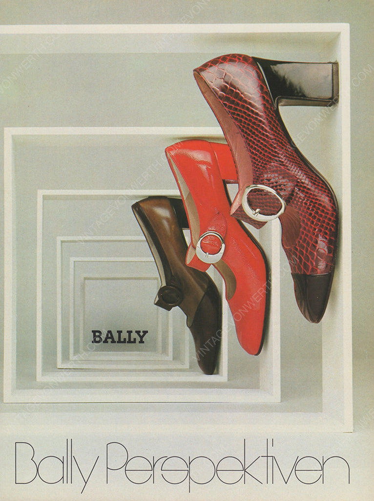 BALLY 1970 Vintage Print Advertisement 1970s Footwear Shoe Magazine Ad