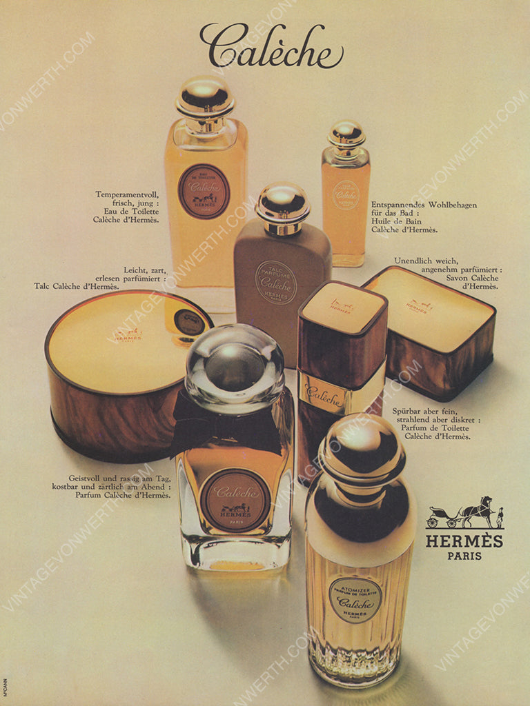 HERMÈS 1970 Calèche Perfume Vintage Print Advertisement Fragrance Parfum