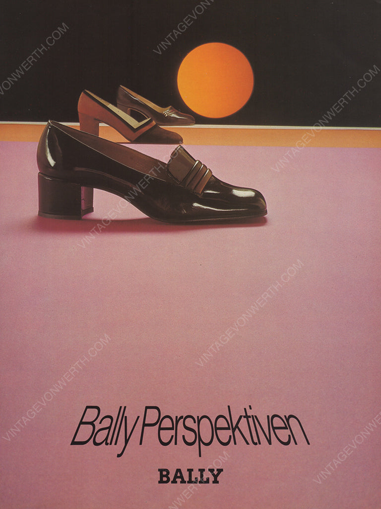 BALLY 1972 Vintage Print Advertisement 1970s Footwear Shoes Magazine Ad