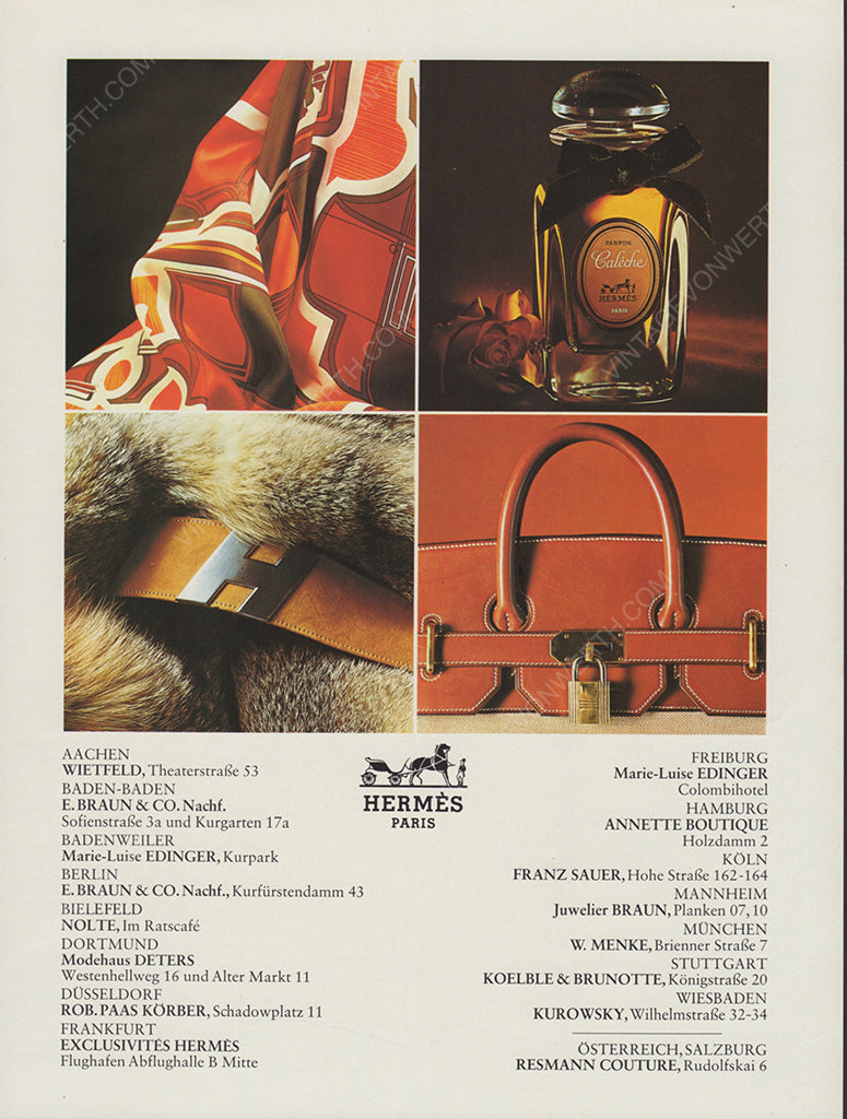 HERMÈS 1973 Vintage Print Advertisement Bags Scarves Perfume Magazine Ad