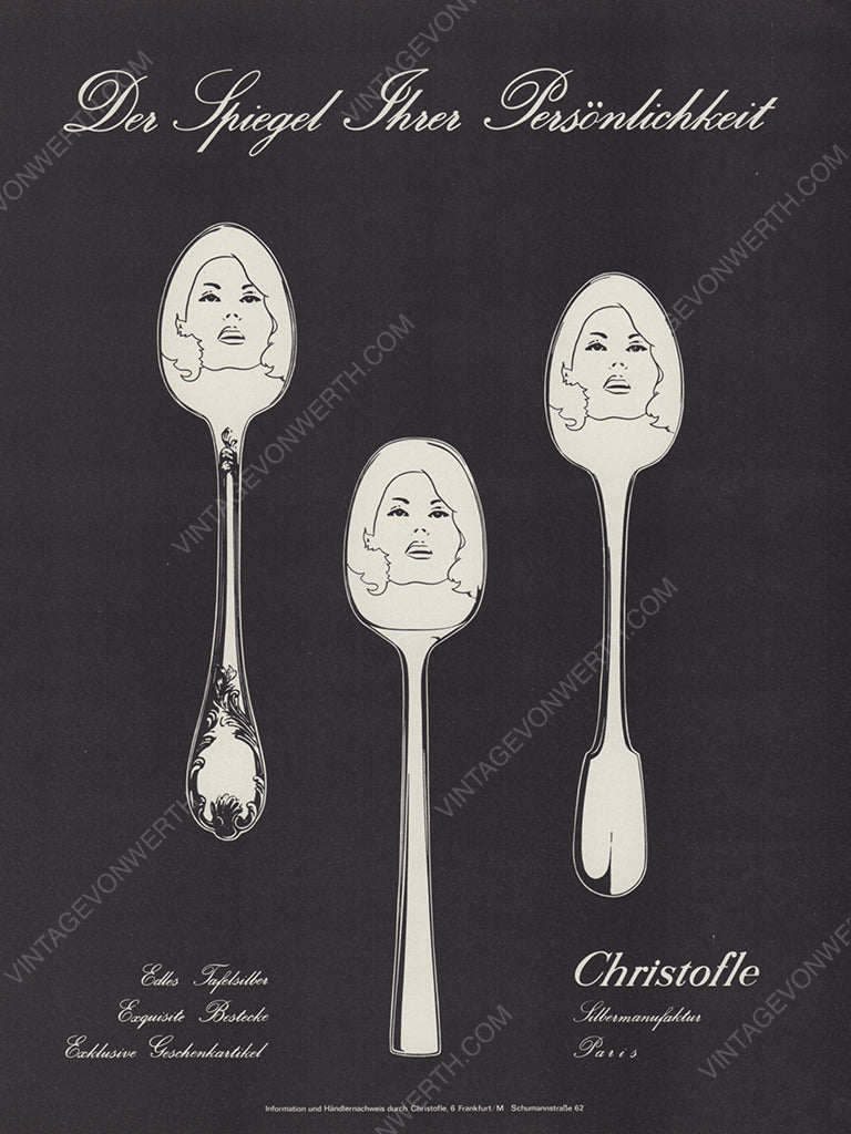 CHRISTOFLE 1975 Vintage Advertisement 1970s Cutlery Tableware Print Ad