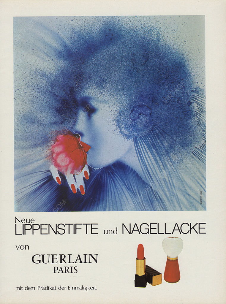 GUERLAIN 1976 Vintage Print Advertisement 1970s Beauty Cosmetics Ad