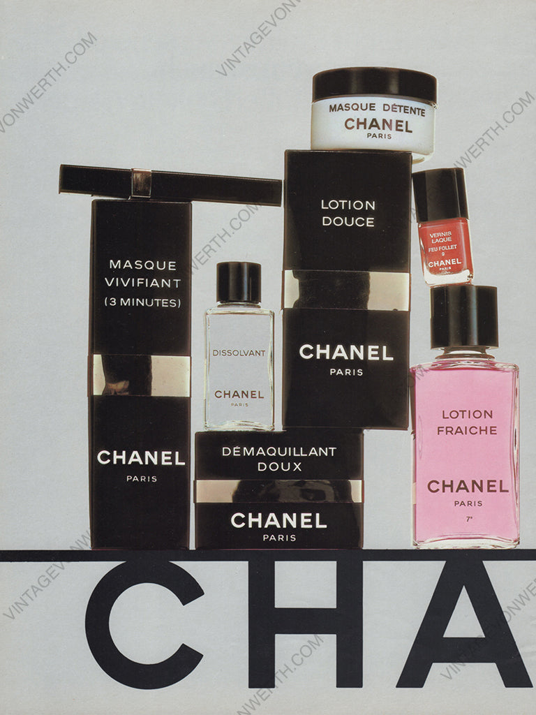 CHANEL 1977 Beauty Skincare Vintage Magazine Advertisement (2 Pages)