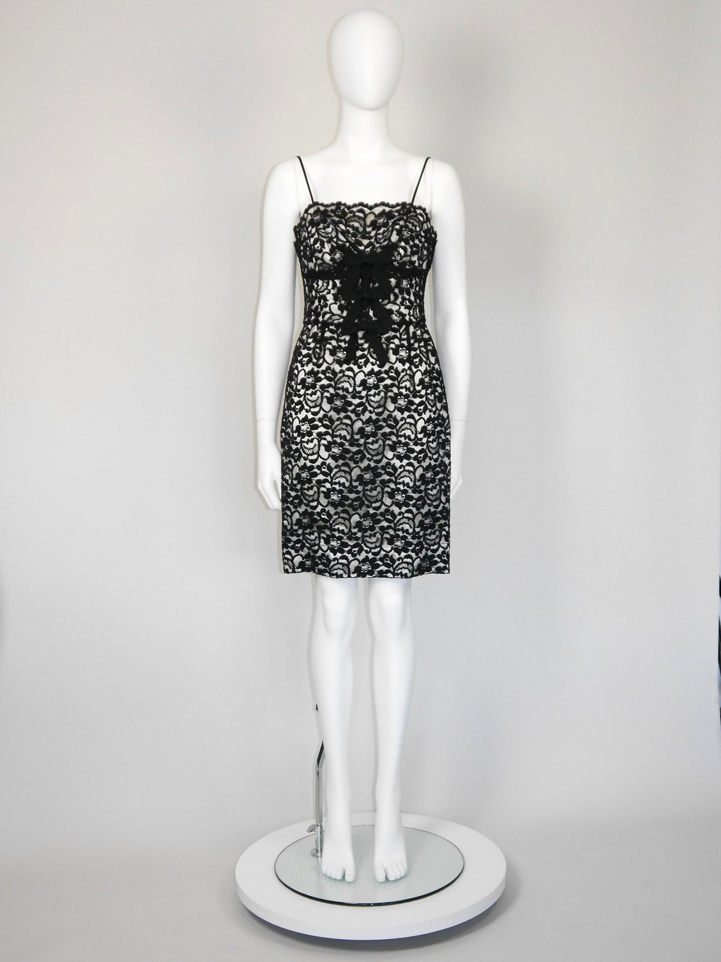 MOSCHINO 1990s 2000s Vintage Black Lace Cocktail Dress Size XS-S