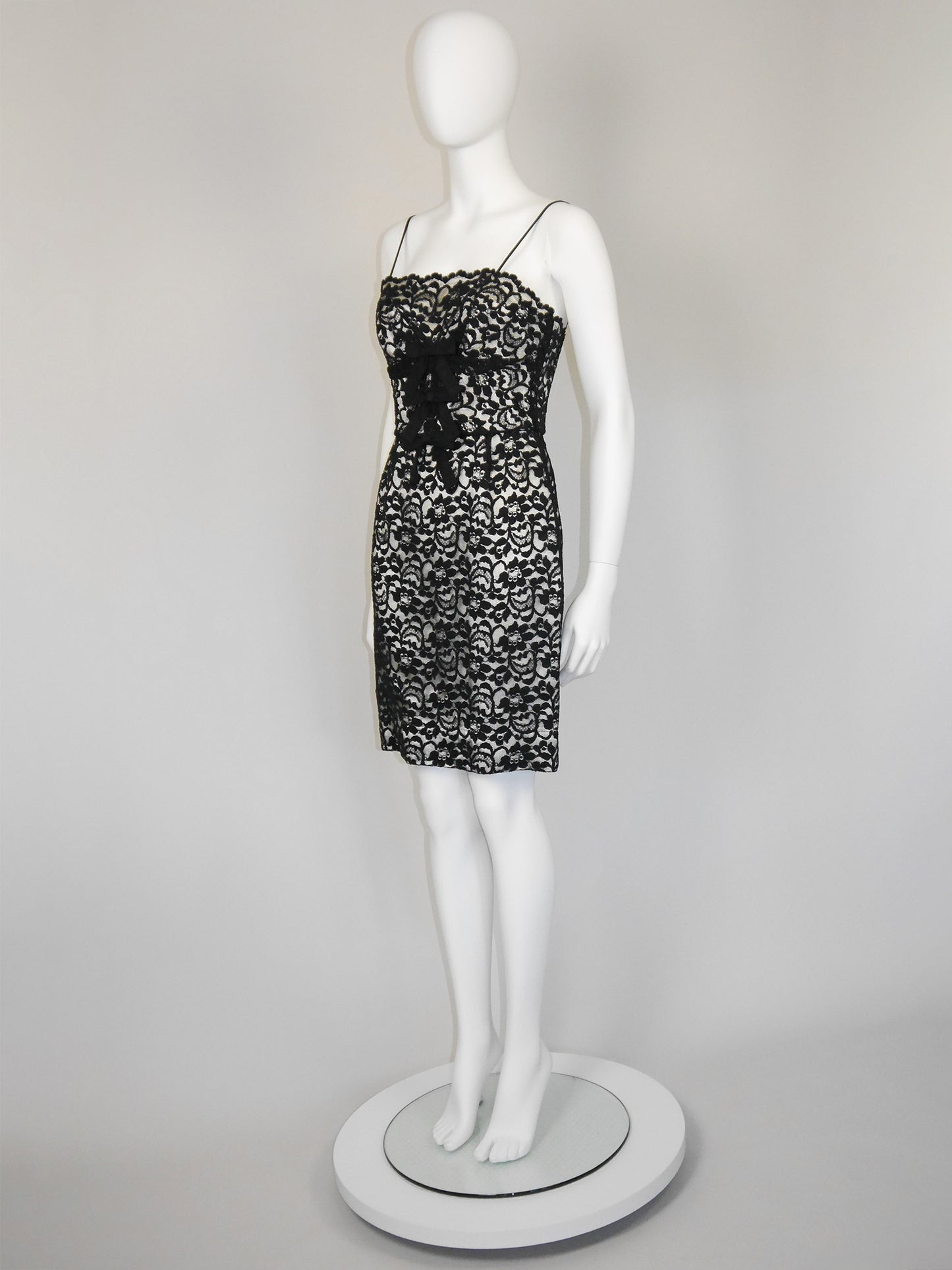 MOSCHINO 1990s 2000s Vintage Black Lace Cocktail Dress Size XS-S