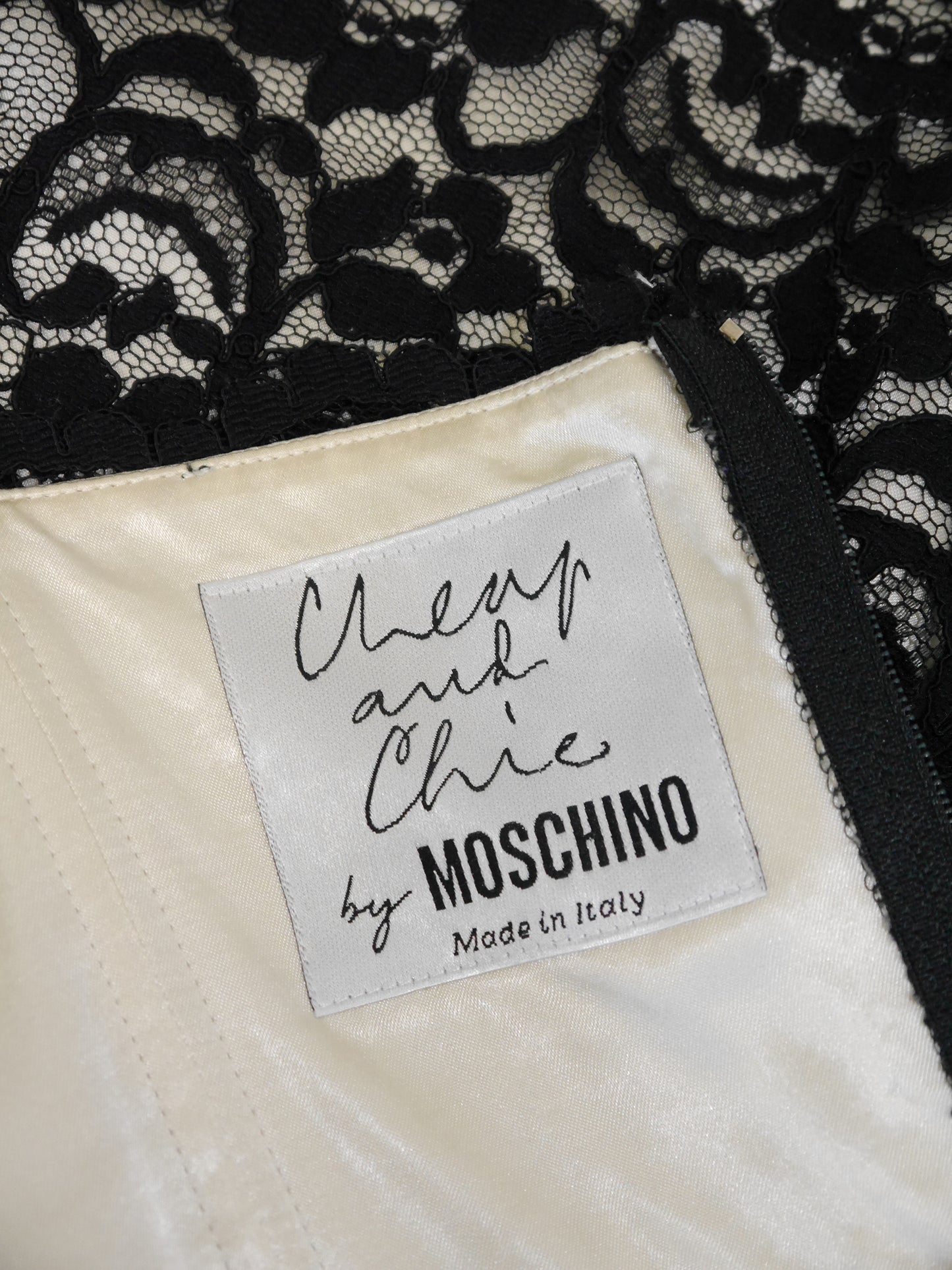MOSCHINO 1990s 2000s Vintage Black Lace Cocktail Dress Size XS-S