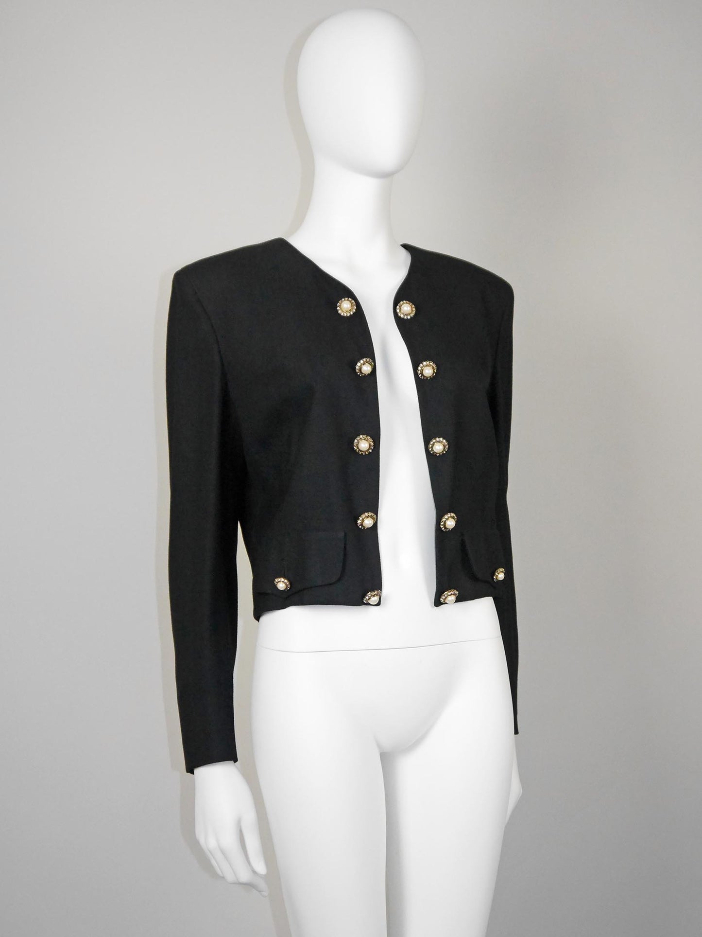 MOSCHINO Couture! Fall 1989 Vintage Peace & Pearls Beaded Jacket Size M