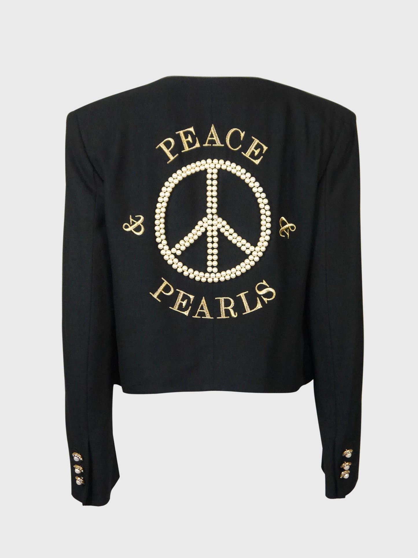 MOSCHINO Couture! Fall 1989 Vintage Peace & Pearls Beaded Jacket Size M