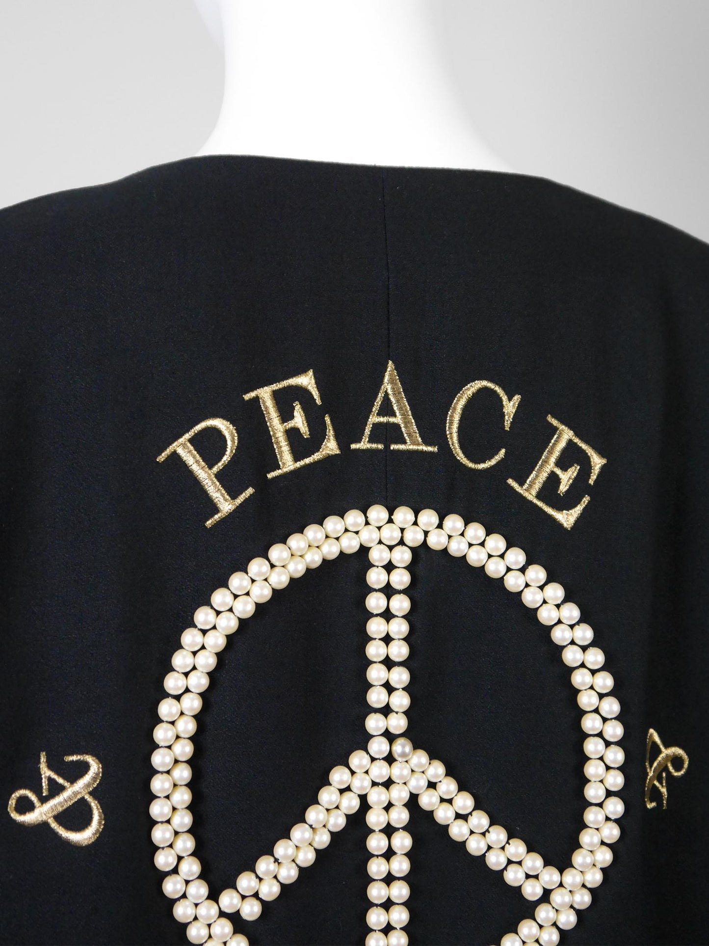 MOSCHINO Couture! Fall 1989 Vintage Peace & Pearls Beaded Jacket Size M