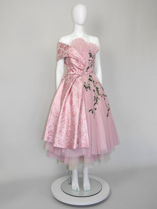 MOSCHINO Couture! by Jeremy Scott Spring 2021 Tulle Brocade Ball Gown Evening Dress Size XS NWT