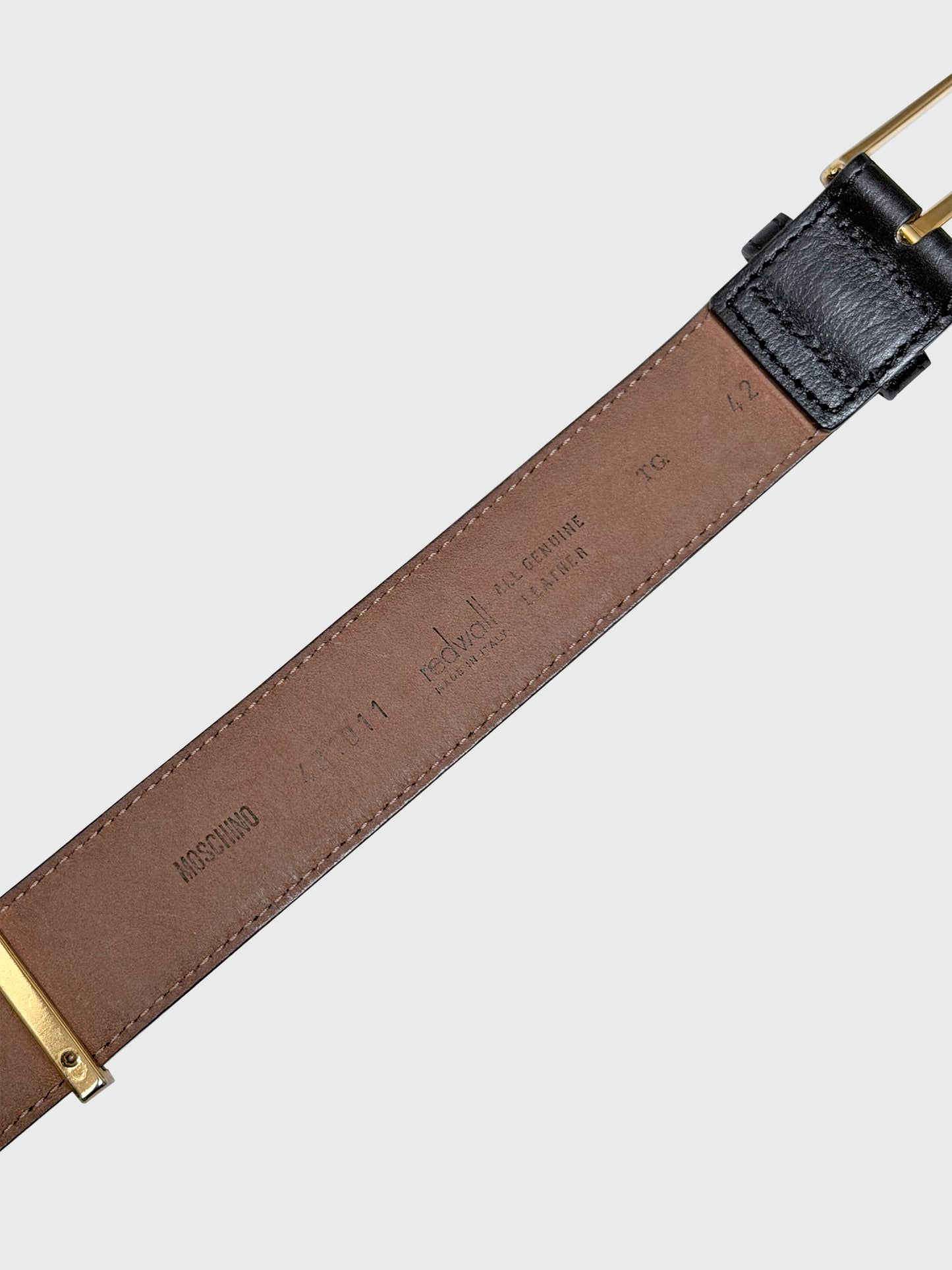 MOSCHINO by Redwall "I FEEL GREAT" 1980s 1990s Vintage Slogan Belt Size S