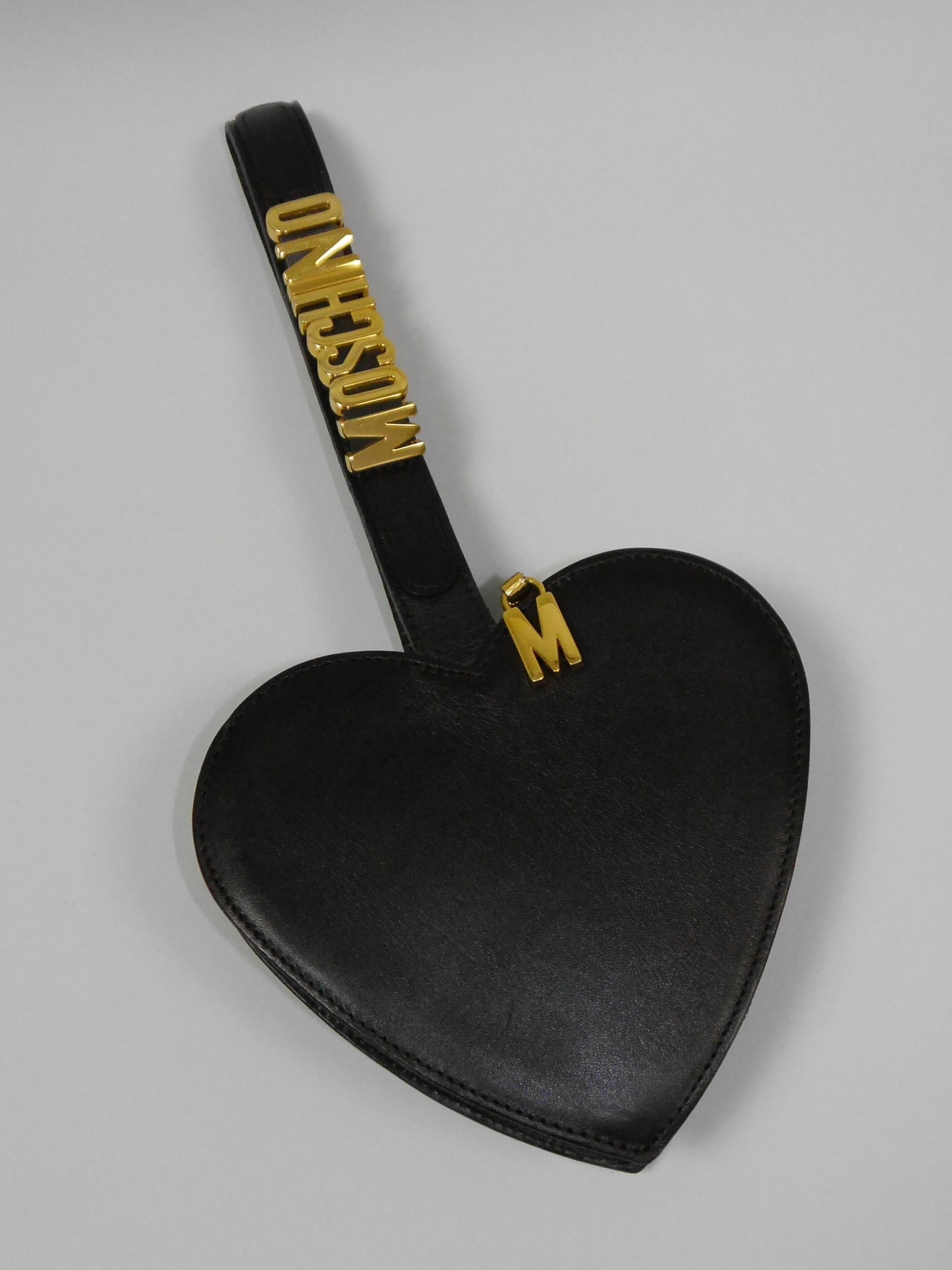 MOSCHINO by Redwall 1990s Vintage Dark Brown Heart Wristlet Evening Bag