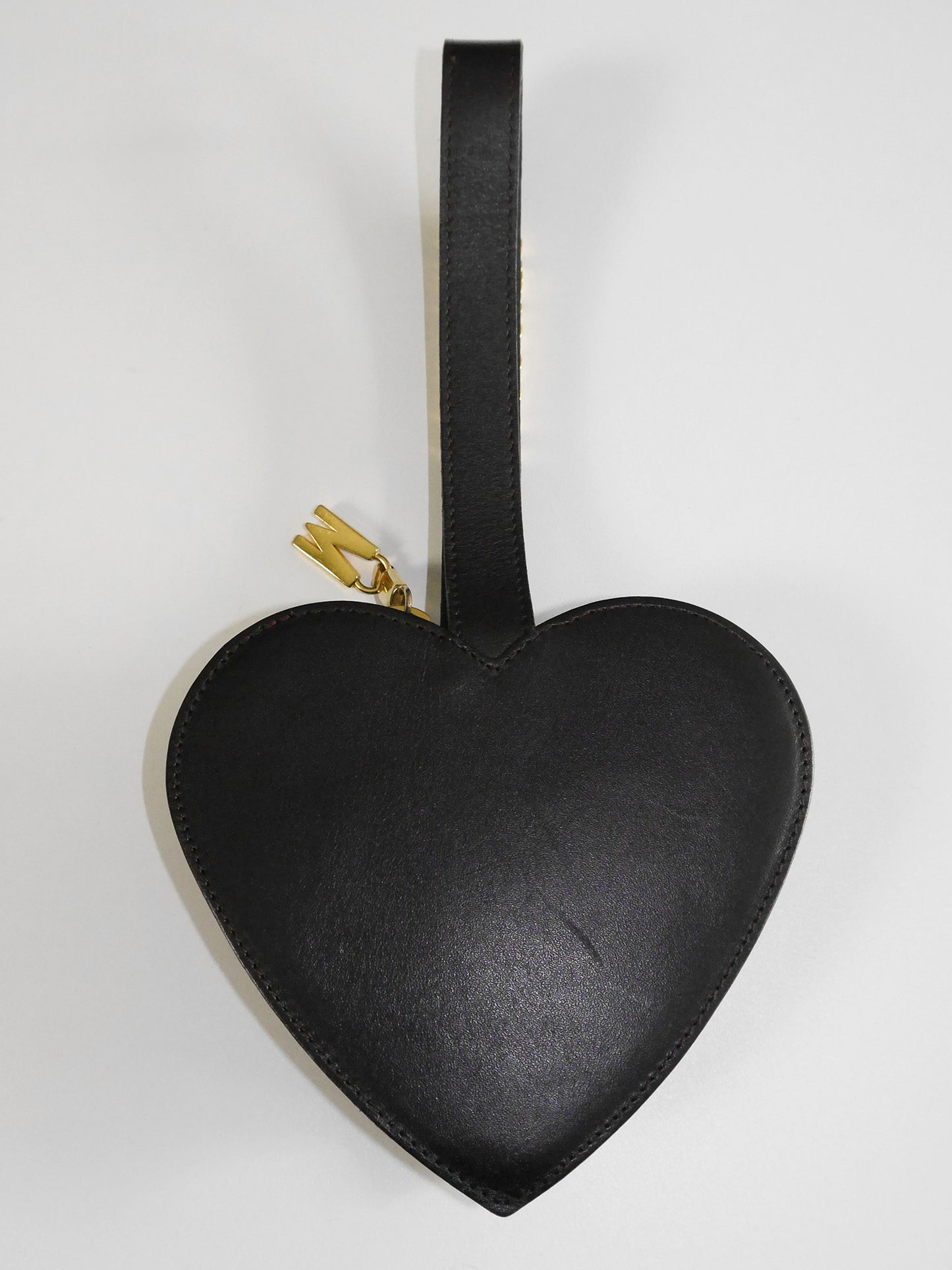 MOSCHINO by Redwall 1990s Vintage Dark Brown Heart Wristlet Evening Bag