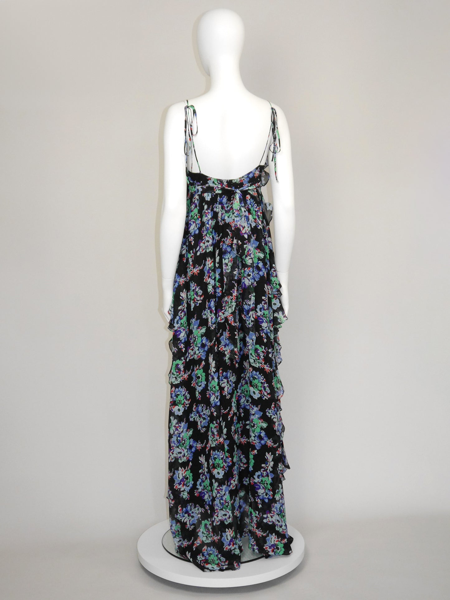 MSGM Ruffled Floral Silk Maxi Gown Summer Dress Unworn Size XS
