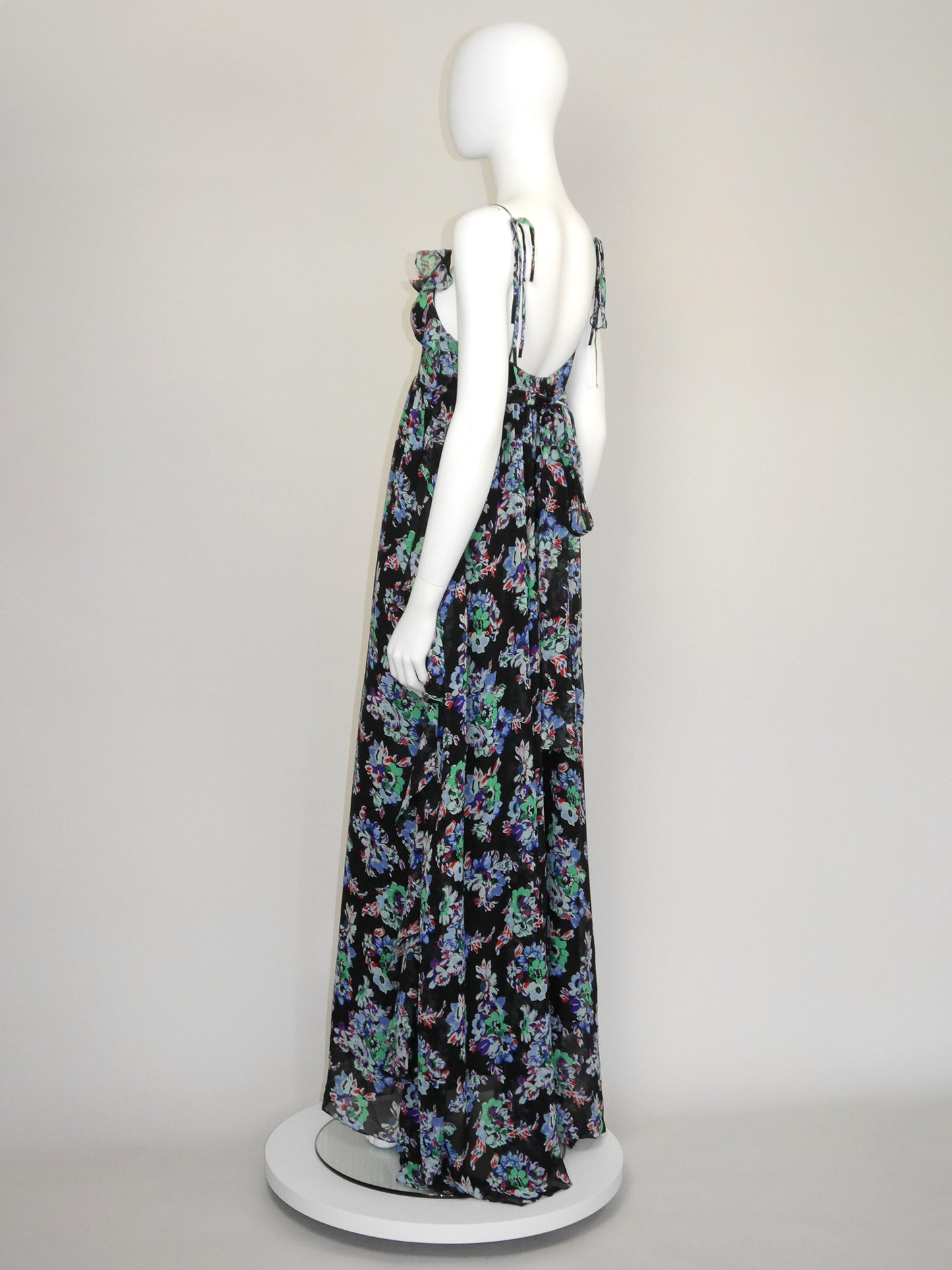 MSGM Ruffled Floral Silk Maxi Gown Summer Dress Unworn Size XS