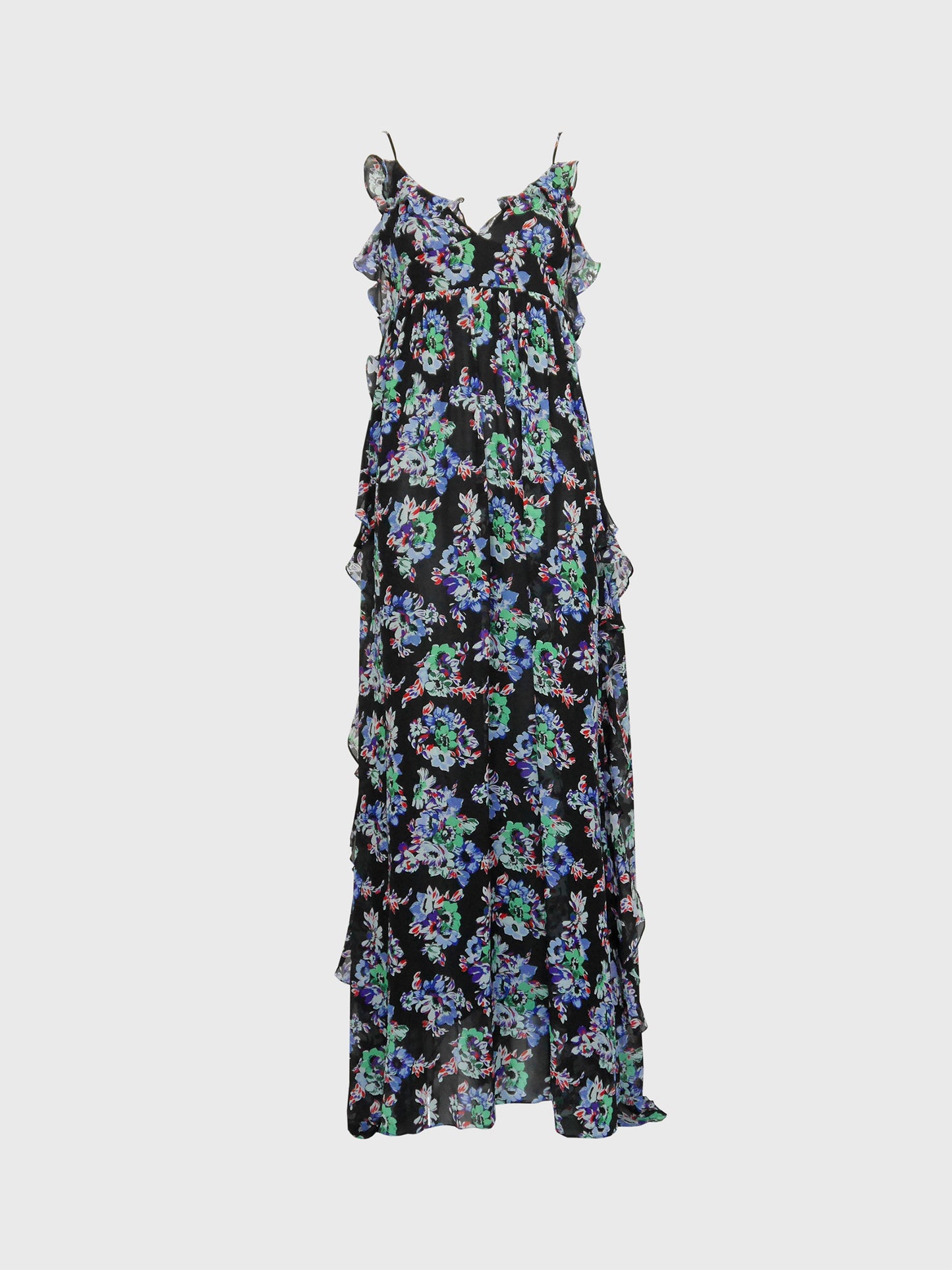 MSGM Ruffled Floral Silk Maxi Gown Summer Dress Unworn Size XS