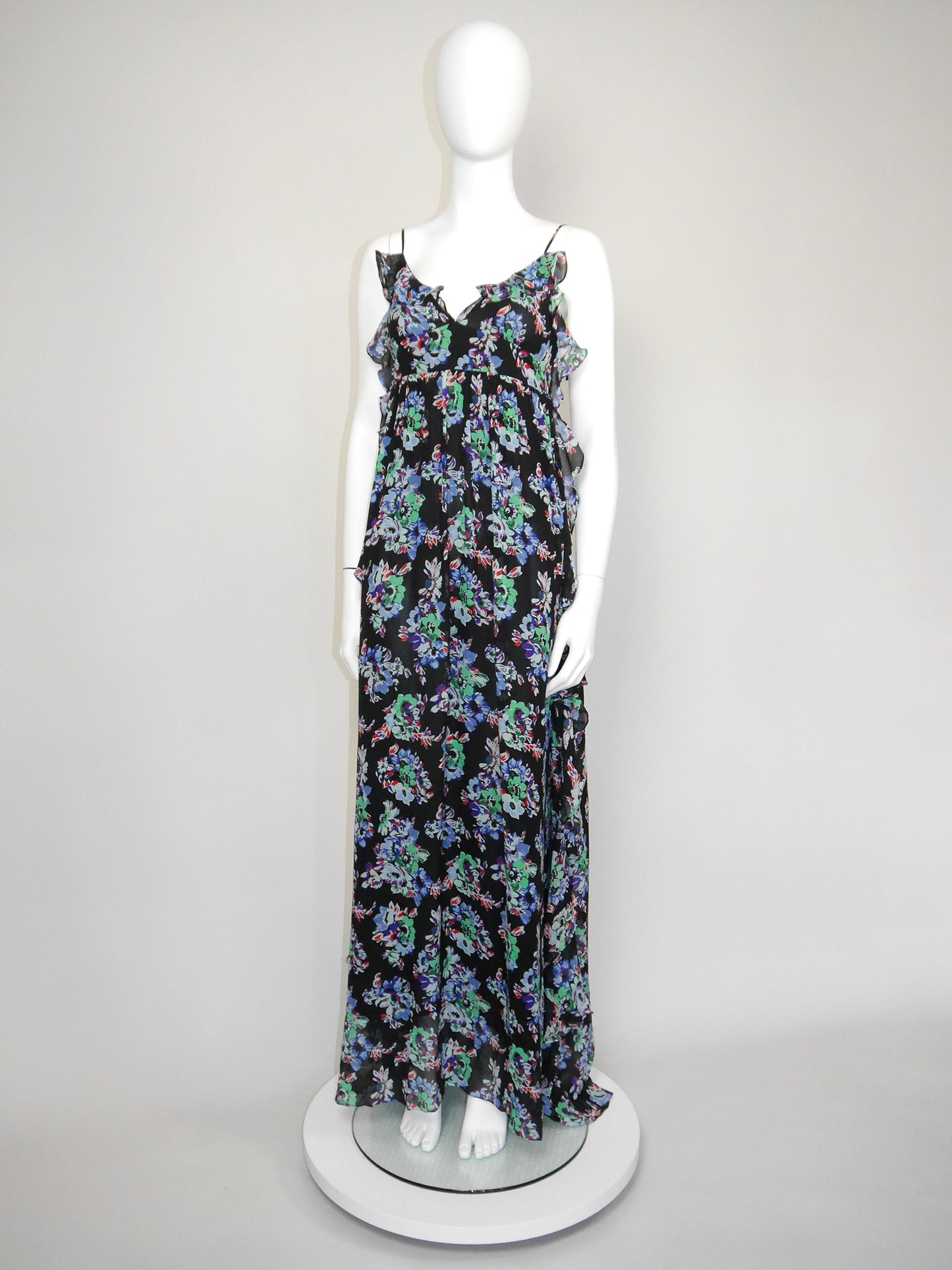 MSGM Ruffled Floral Silk Maxi Gown Summer Dress Unworn Size XS