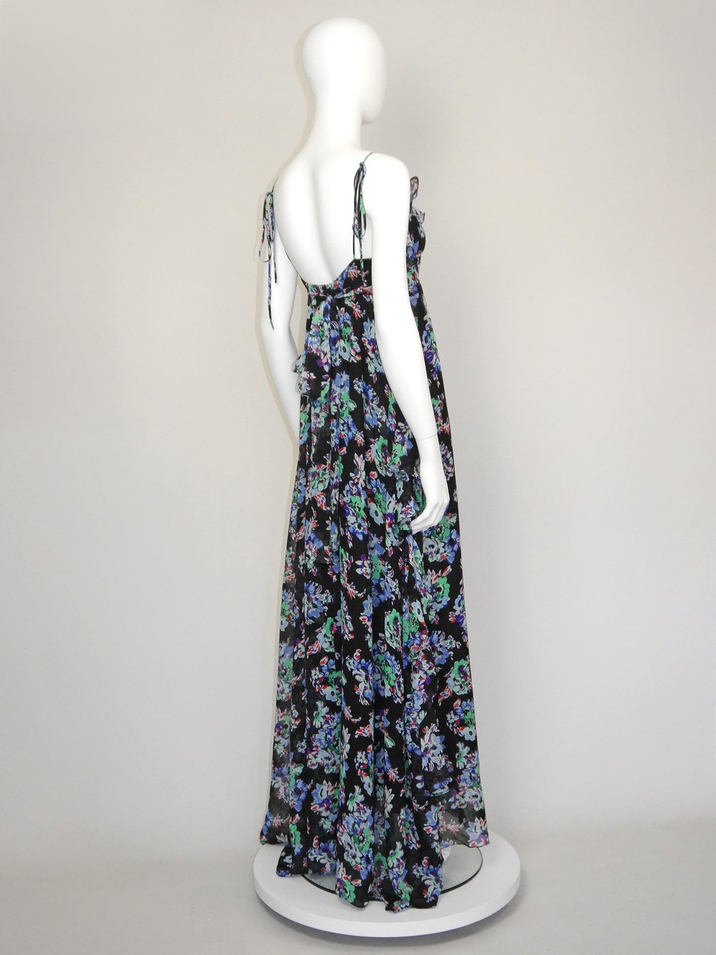 MSGM Ruffled Floral Silk Maxi Gown Summer Dress Unworn Size XS
