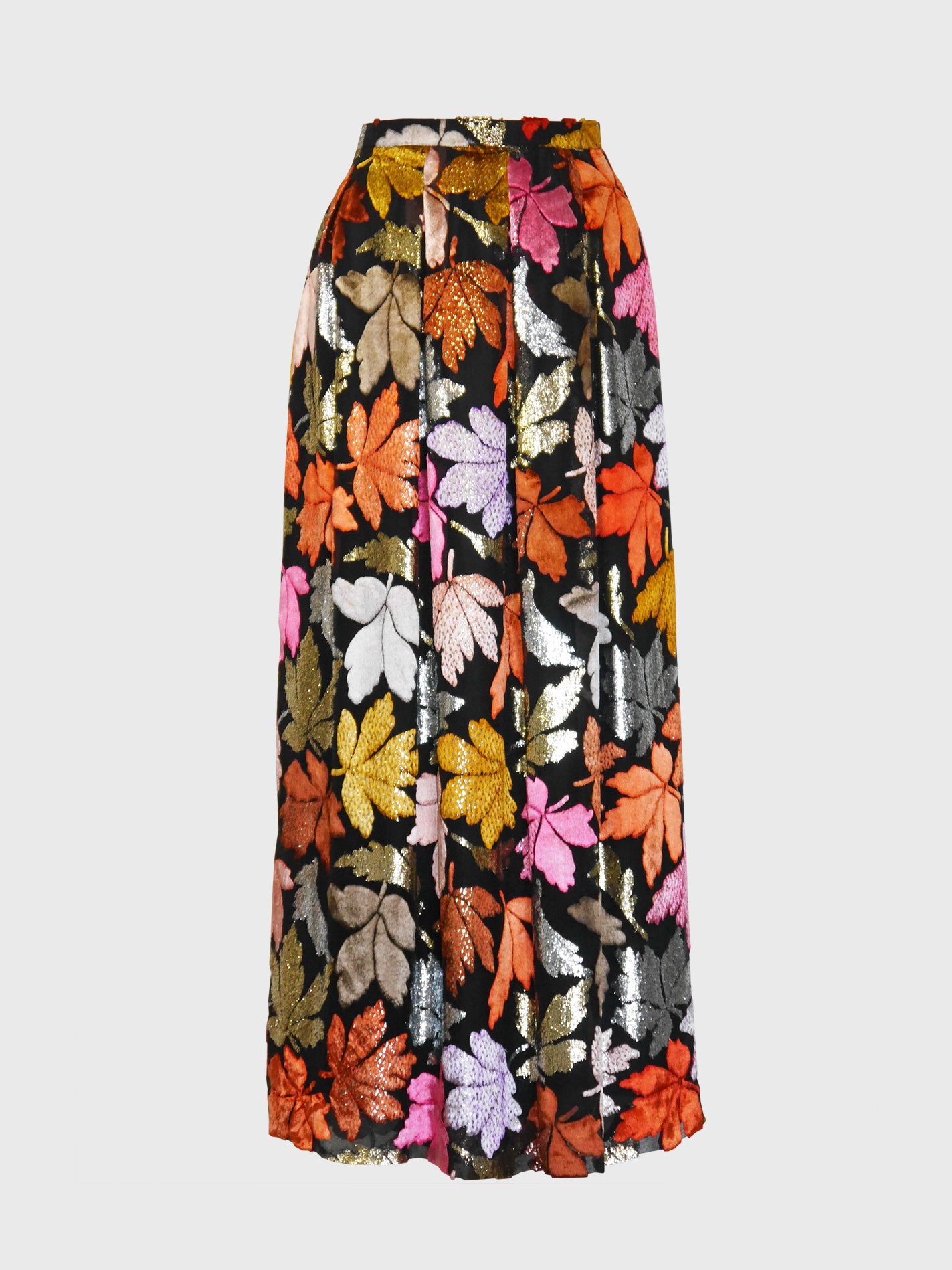 NINA RICCI 1970s 1980s Vintage Silk & Velvet Lamé Maxi Evening Skirt