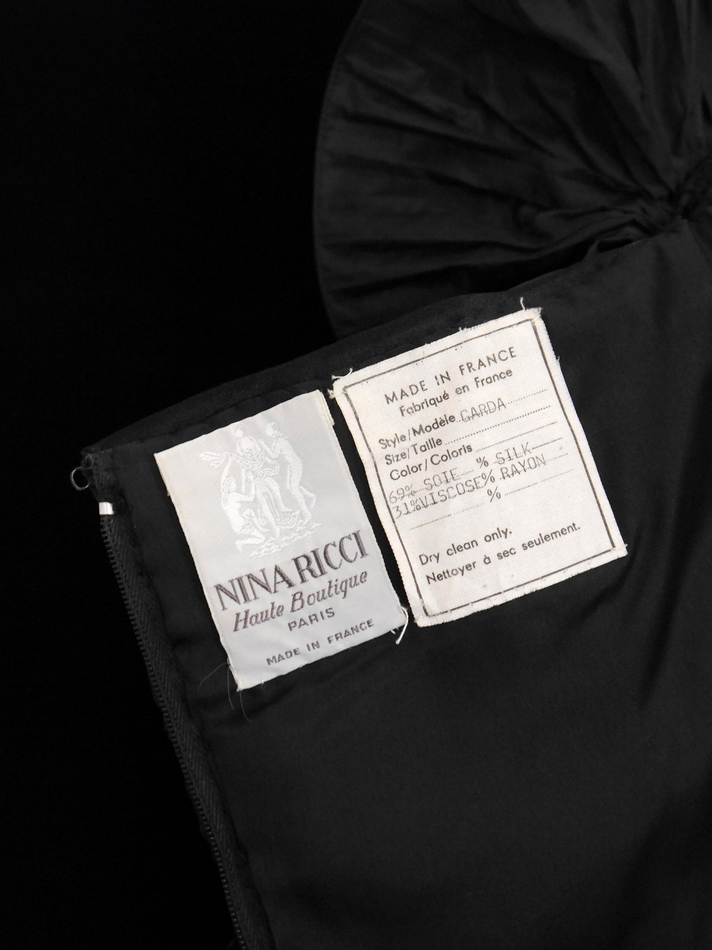 NINA RICCI 1980s Vintage Black Velvet & Silk Taffeta Maxi Evening Dress Gown Size S