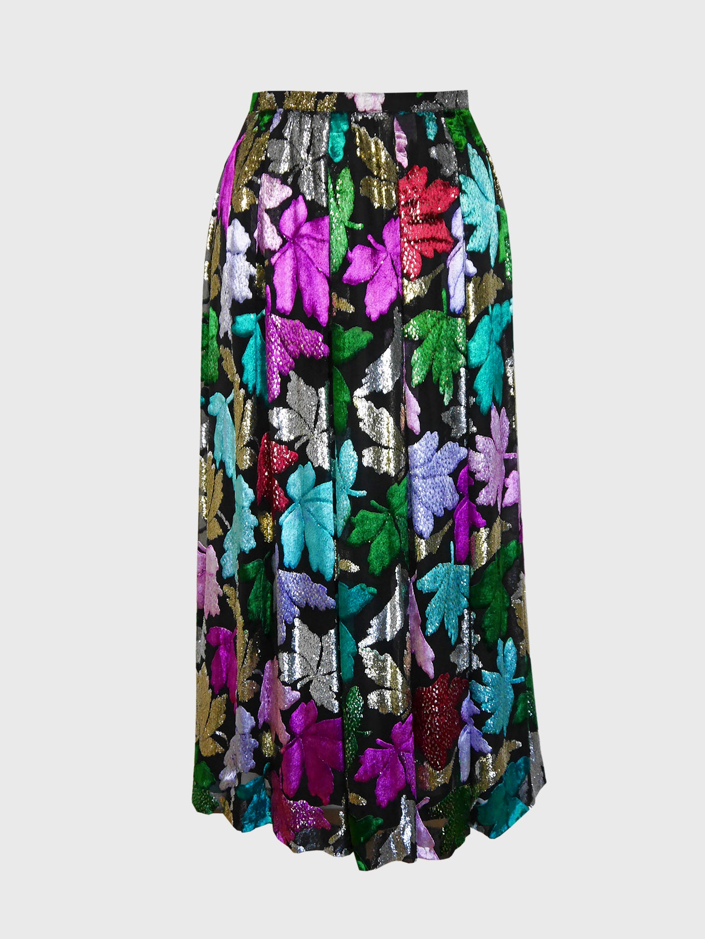 NINA RICCI 1970s Vintage Silk & Velvet Lamé Evening Skirt