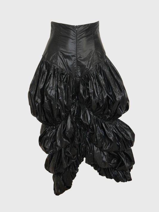 NORMA KAMALI 1980s Vintage Black Nylon Parachute Skirt