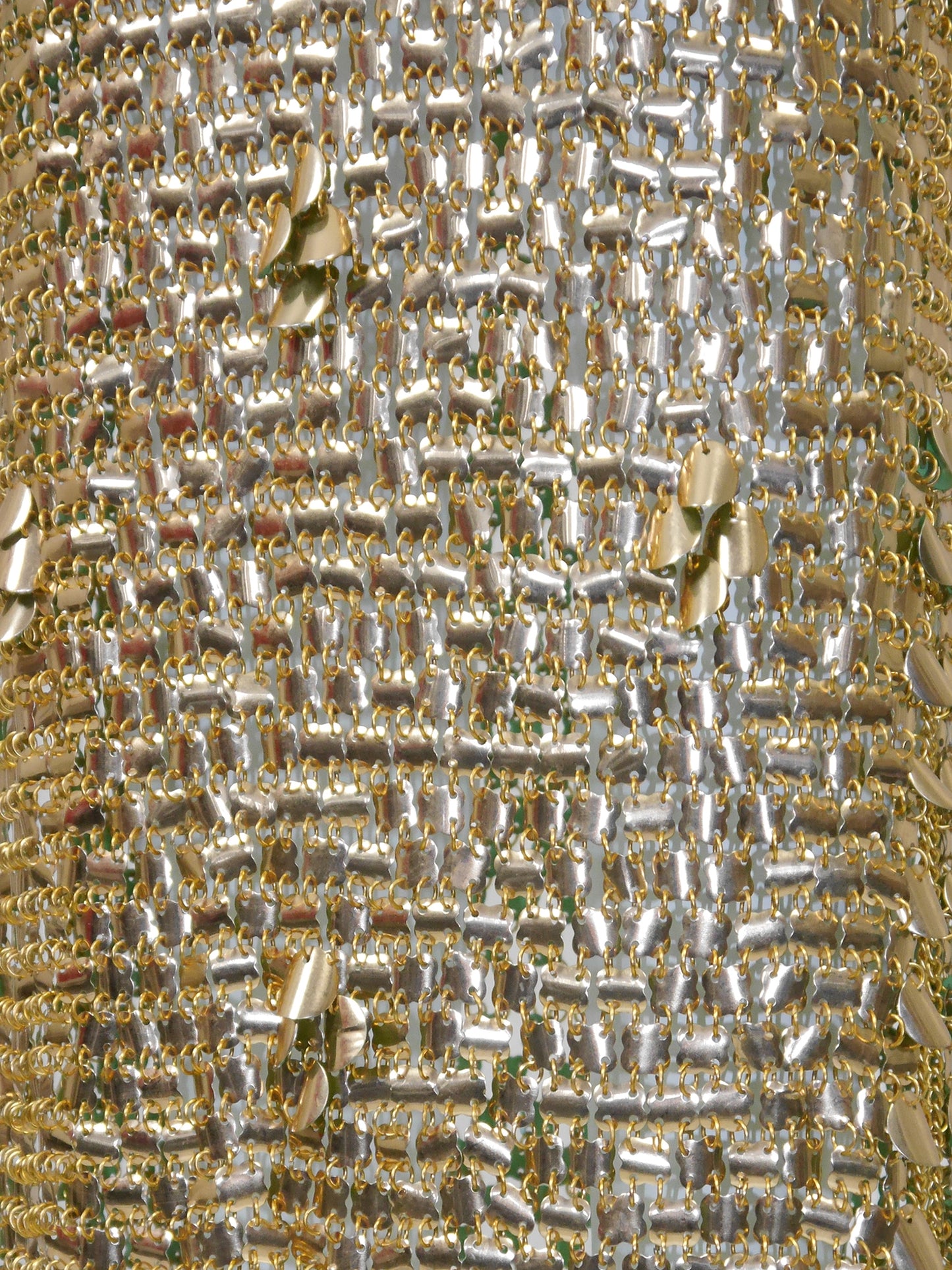 PACO RABANNE 1970s Vintage Gold-Tone Chain Mail Maxi Dress Size S