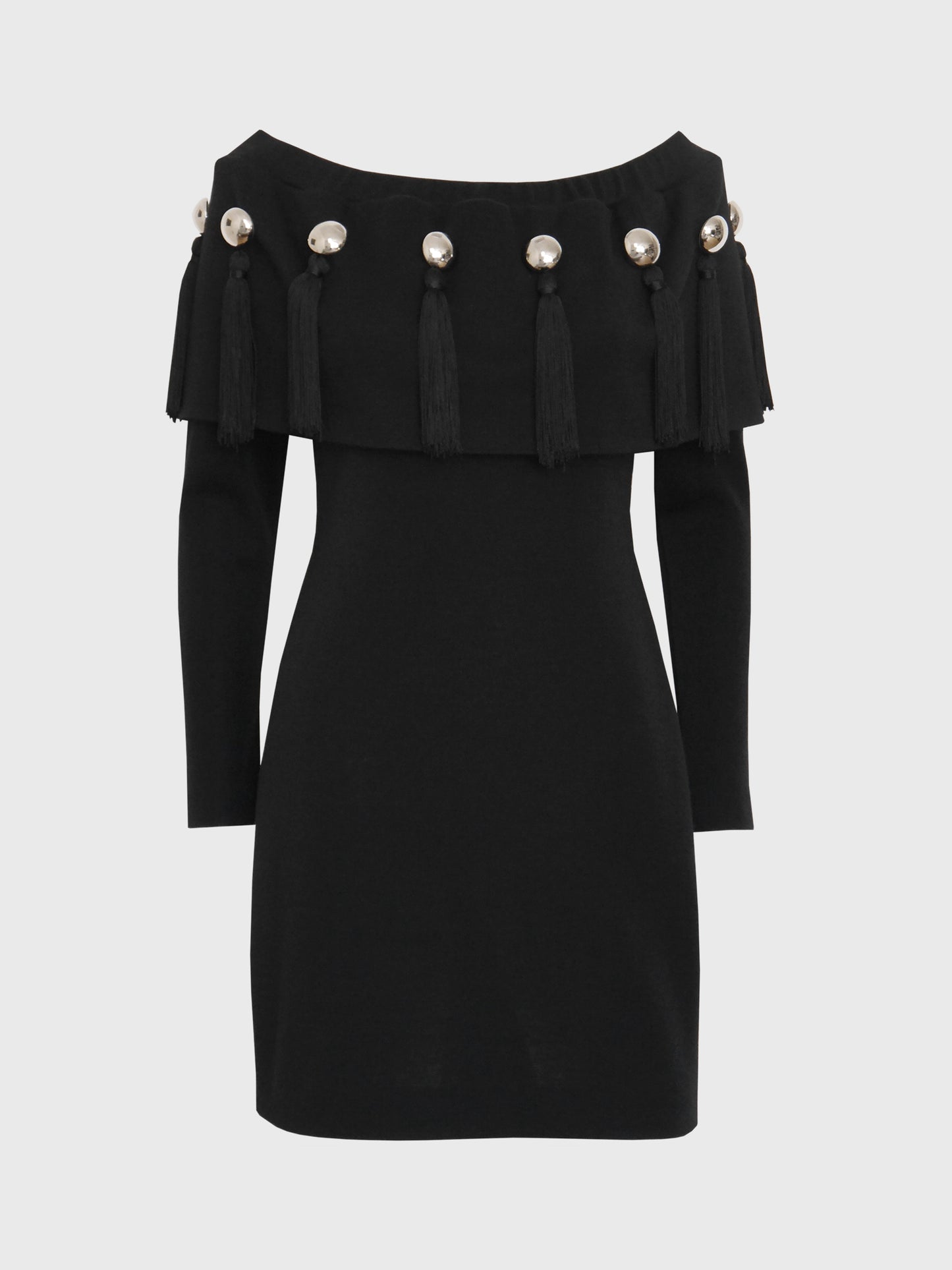 PATRICK KELLY Fall 1989 Vintage Off-Shoulder Tassel Mini Dress