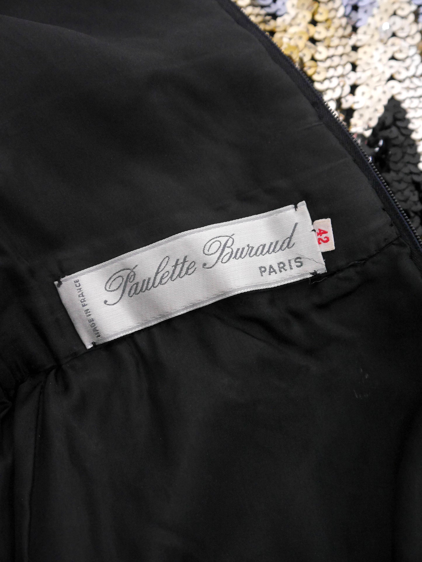PAULETTE BURAUD 1970s Vintage Fully Sequined Maxi Evening Dress Size S