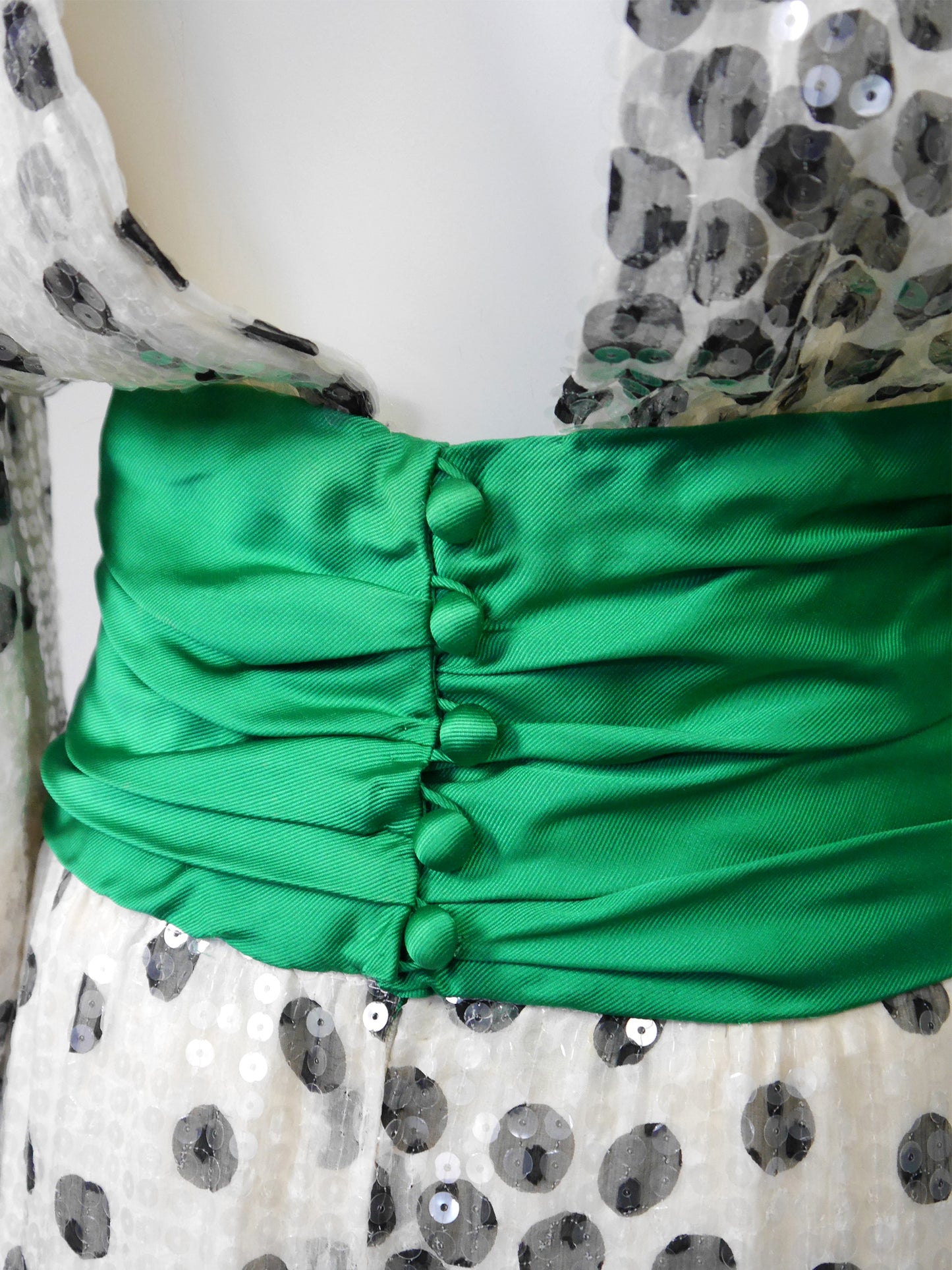 PETER KEPPLER 1980s Vintage Sequined Silk Maxi Evening Gown Unworn Size S