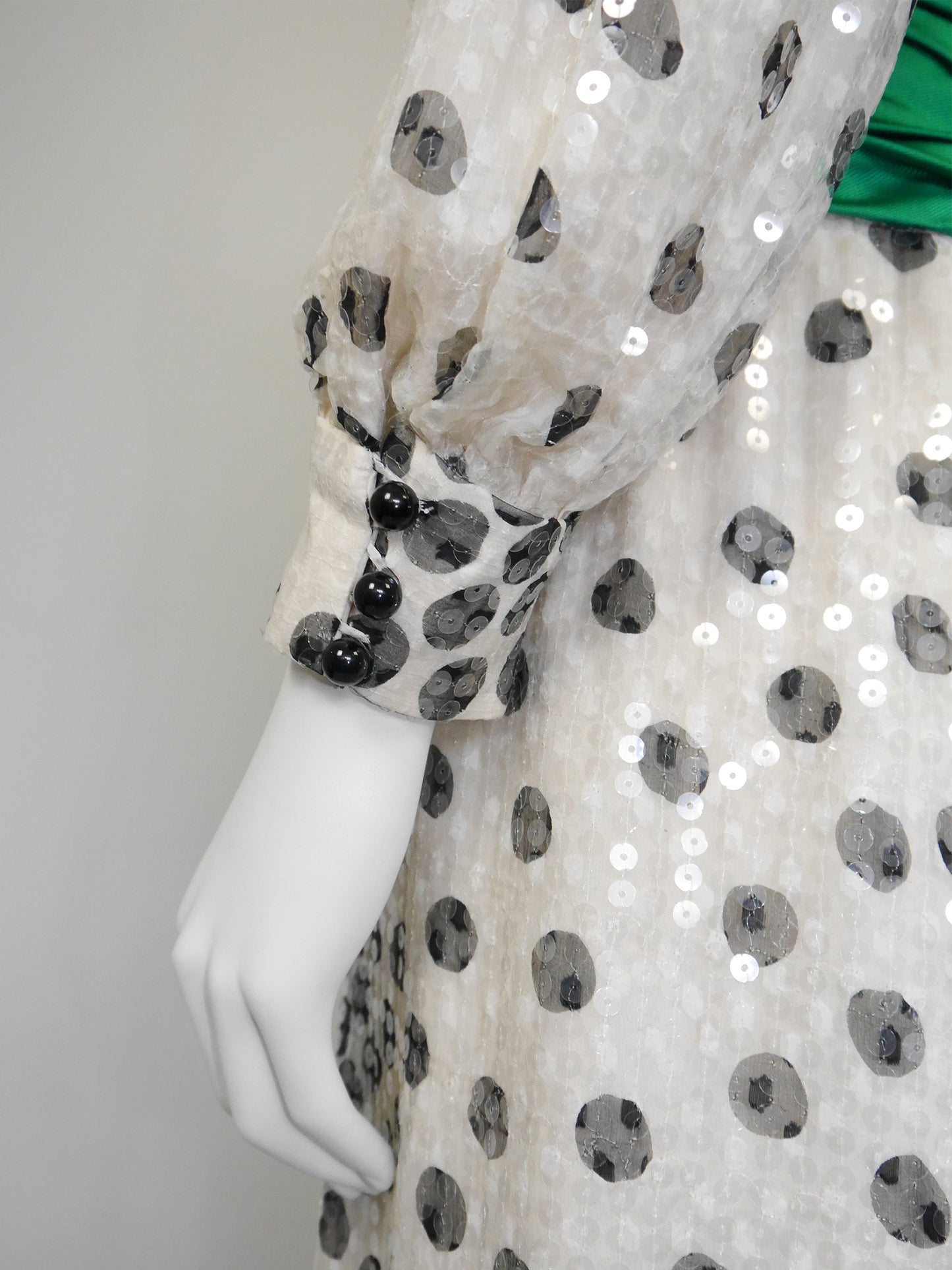 PETER KEPPLER 1980s Vintage Sequined Silk Maxi Evening Gown Unworn Size S