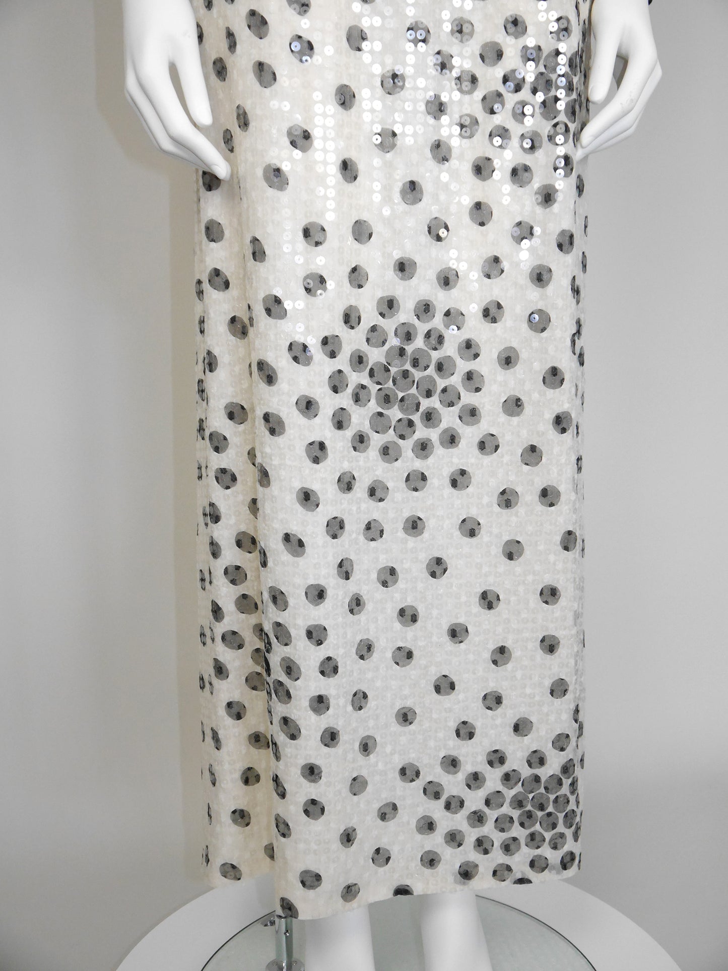 PETER KEPPLER 1980s Vintage Sequined Silk Maxi Evening Gown Unworn Size S