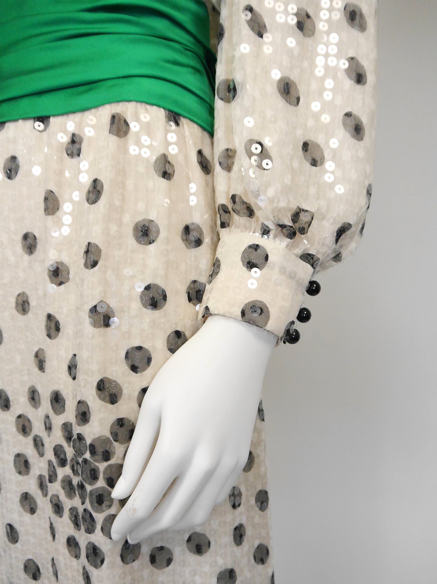 PETER KEPPLER 1980s Vintage Sequined Silk Maxi Evening Gown Unworn Size S