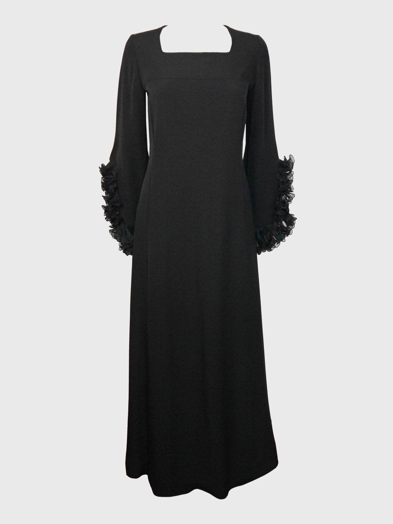 PIERRE BALMAIN 1960s Vintage Evening Dress w/ Ruffled Sleeves