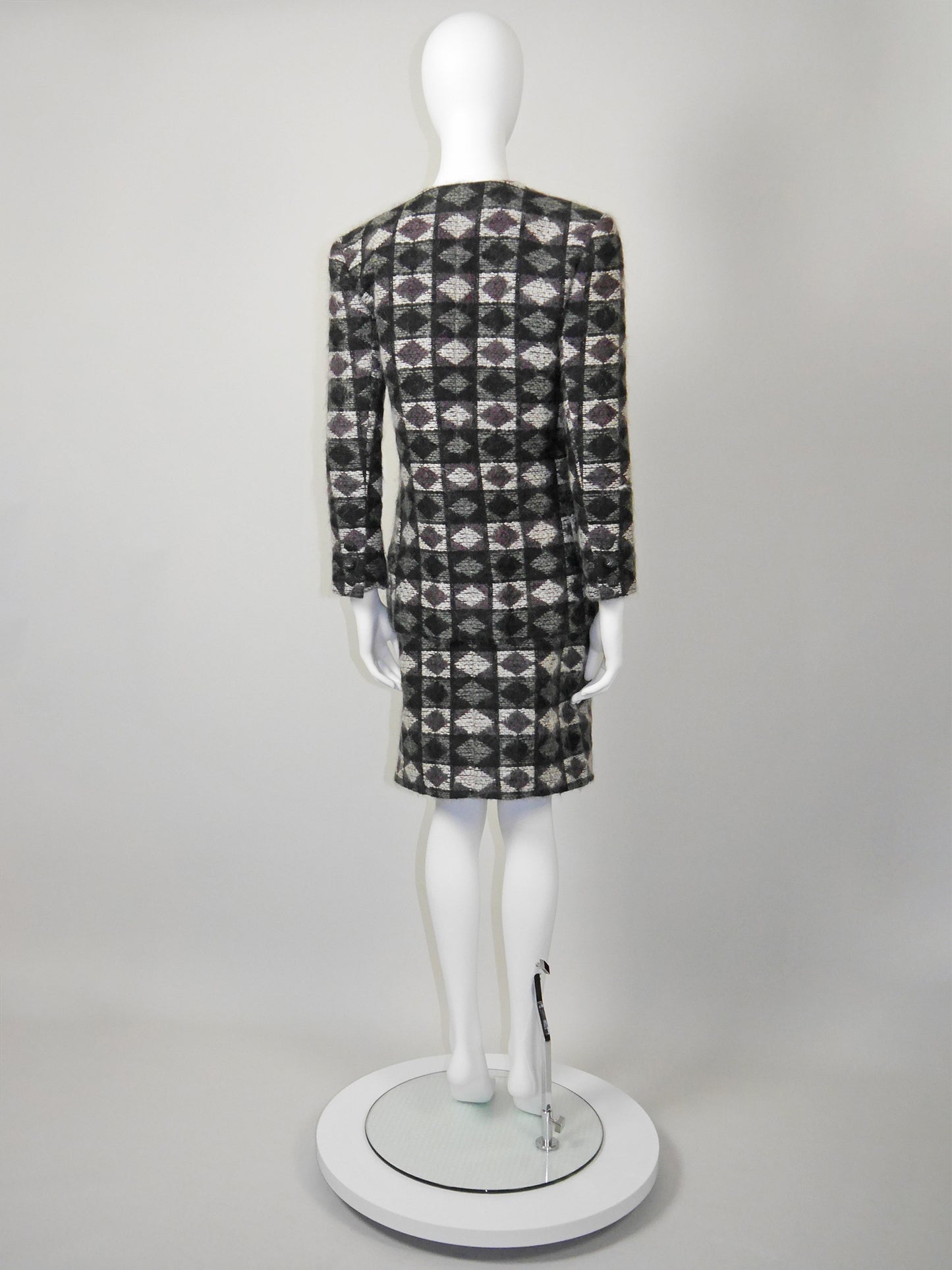 PIERRE BALMAIN Couture 1970s Vintage Fuzzy Wool Jacket & Skirt Suit Size S-M