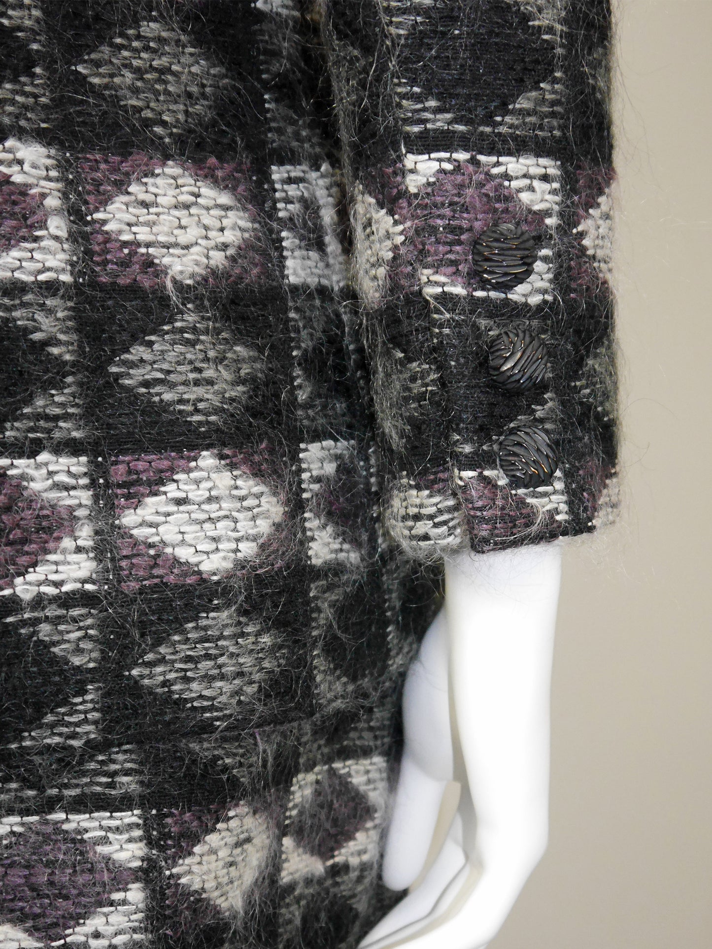PIERRE BALMAIN Couture 1970s Vintage Fuzzy Wool Jacket & Skirt Suit Size S-M