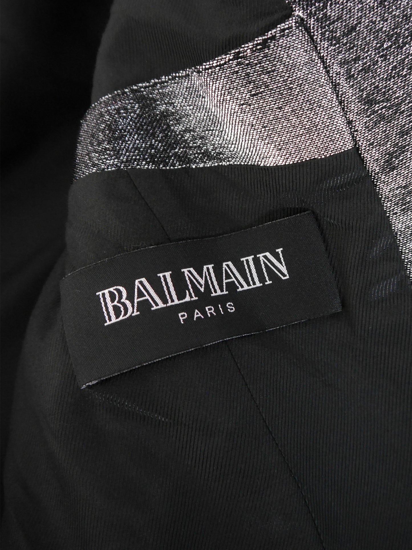 BALMAIN by Christophe Decarnin 2000s Vintage Silver Metallic Evening Jacket Size S