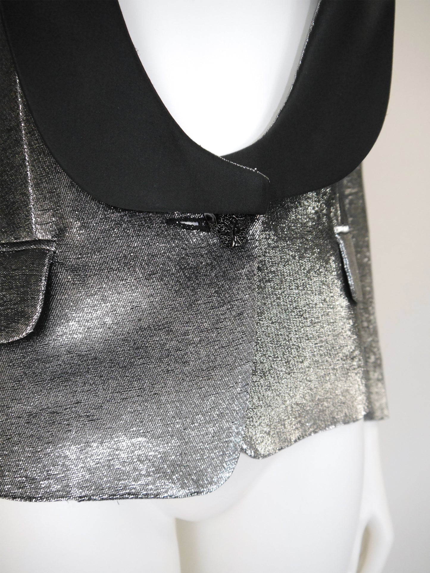 BALMAIN by Christophe Decarnin 2000s Vintage Silver Metallic Evening Jacket Size S