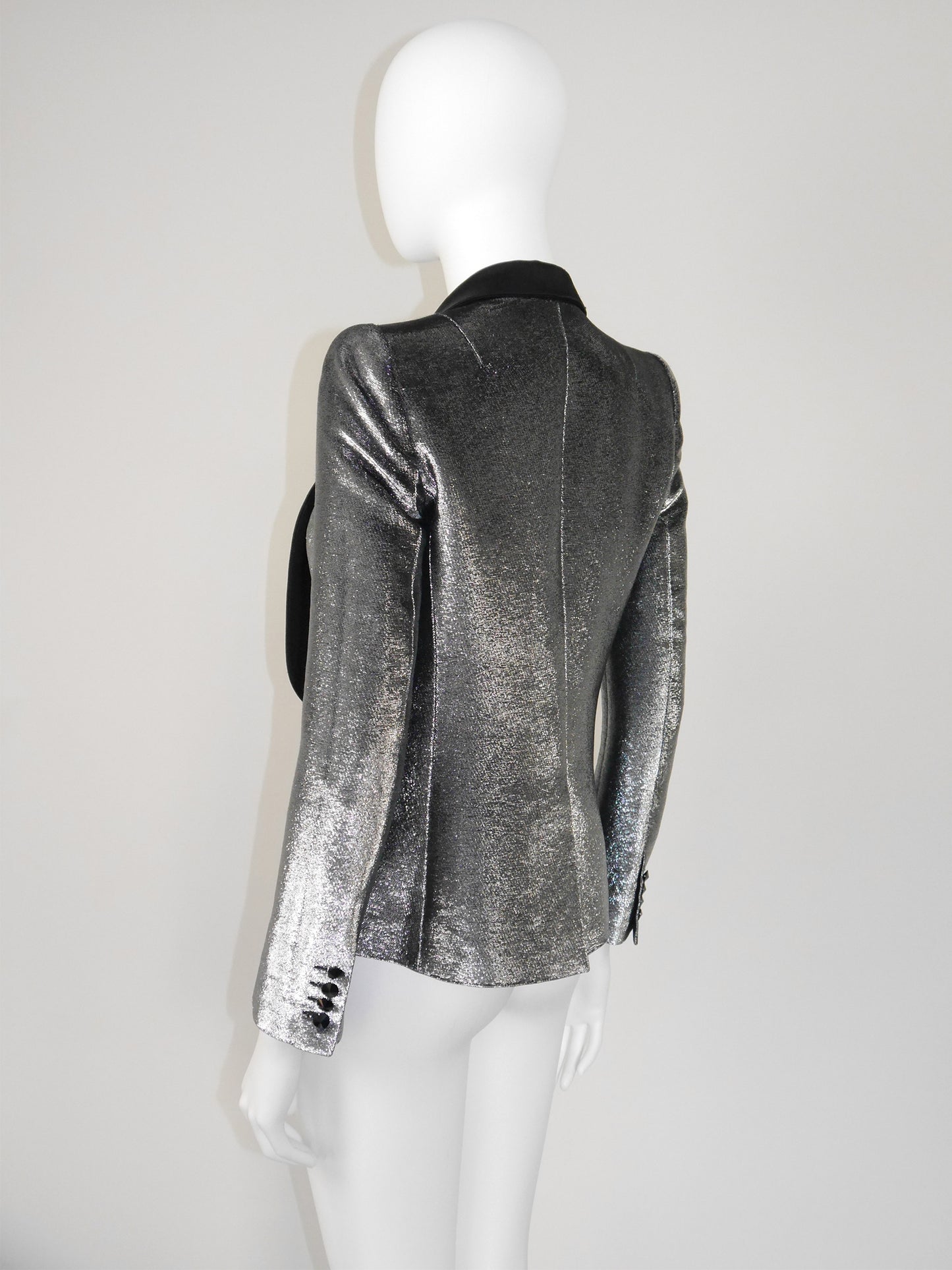 BALMAIN by Christophe Decarnin 2000s Vintage Silver Metallic Evening Jacket Size S