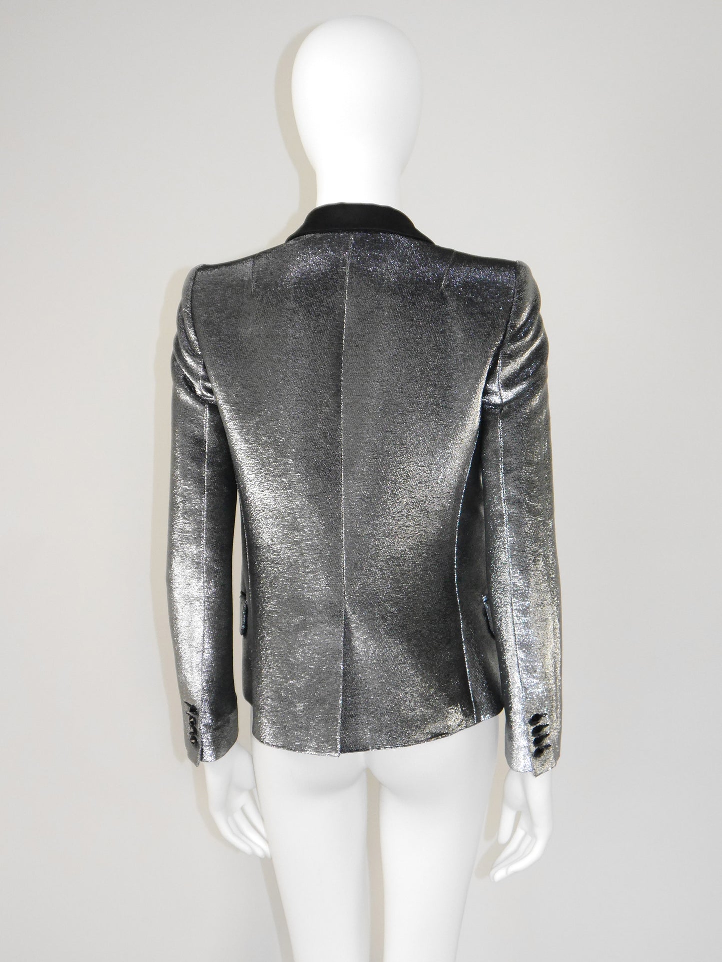 BALMAIN by Christophe Decarnin 2000s Vintage Silver Metallic Evening Jacket Size S