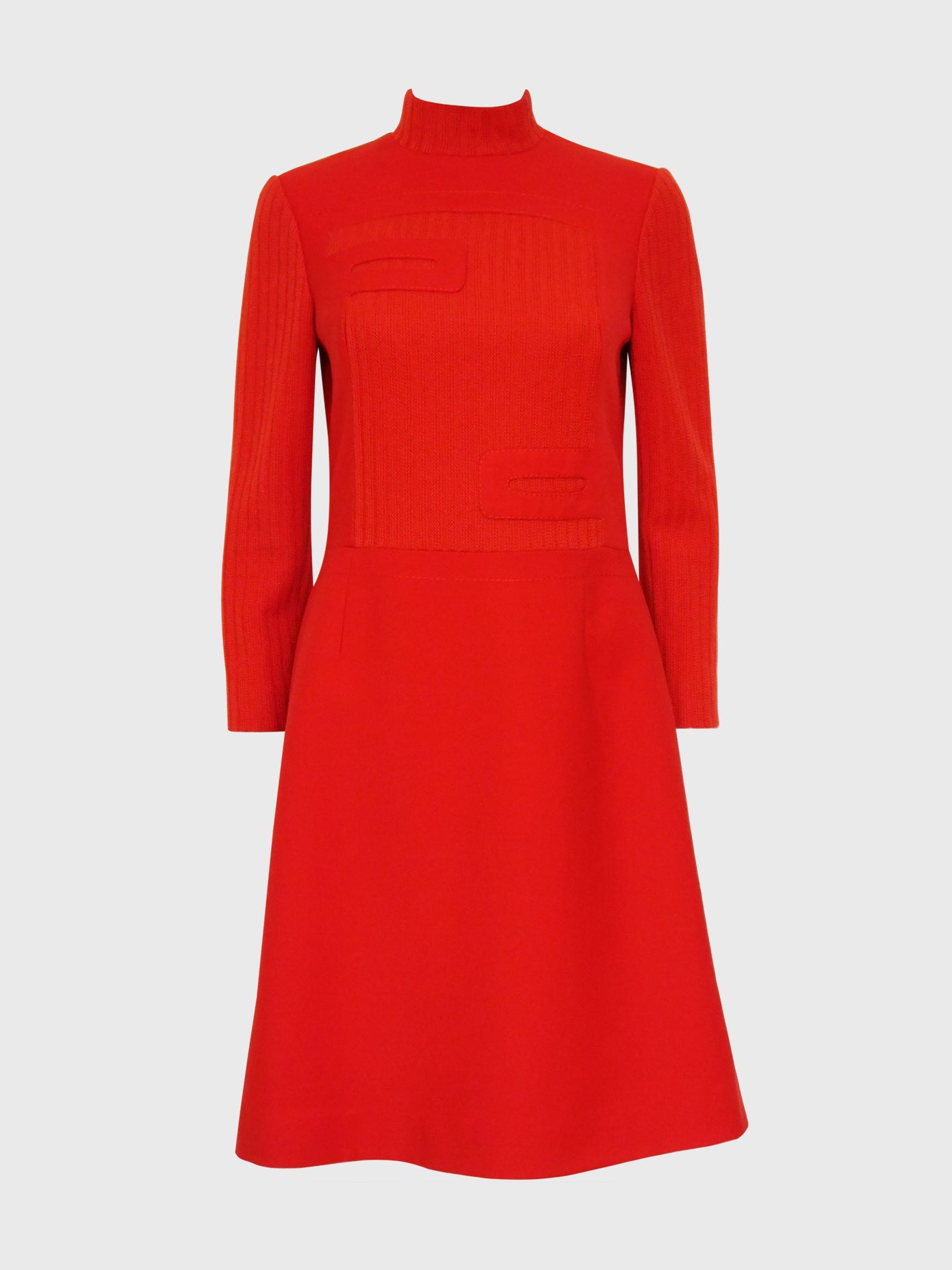 PIERRE CARDIN 1960s Vintage Red Space Age Mod Dress w/ P-shaped Details