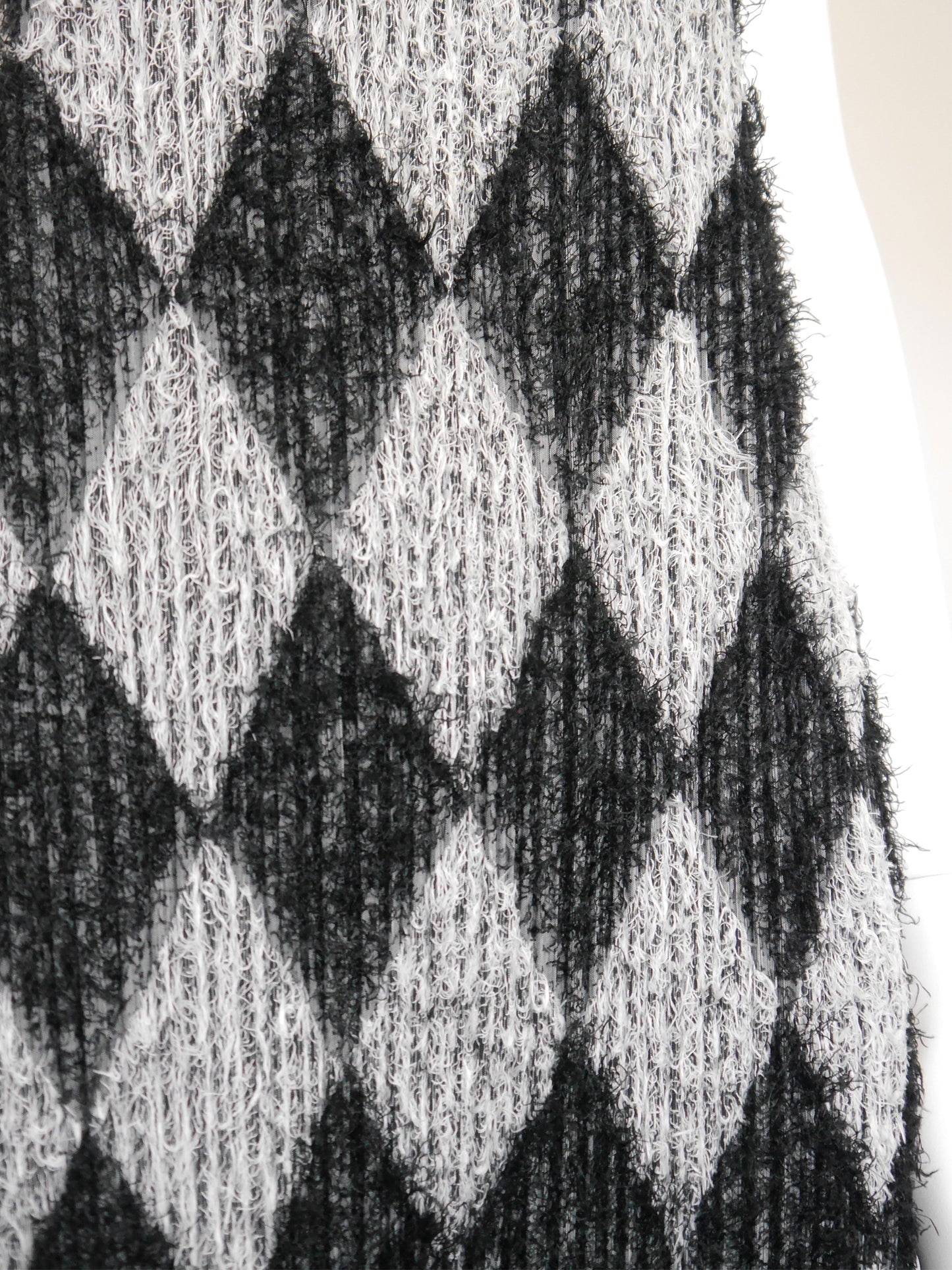 PLEATS PLEASE by Issey Miyake 2000s Vintage Fuzzy Midi Dress Diamond Pattern Size S-M