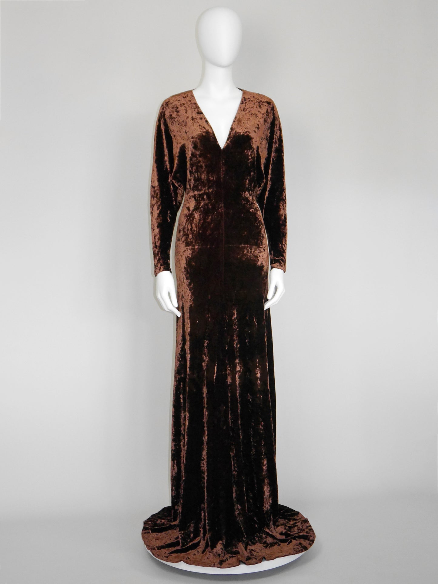 PLEIN SUD 1990s 2000s Vintage Ultra Long Crushed Velvet Maxi Evening Dress Size S