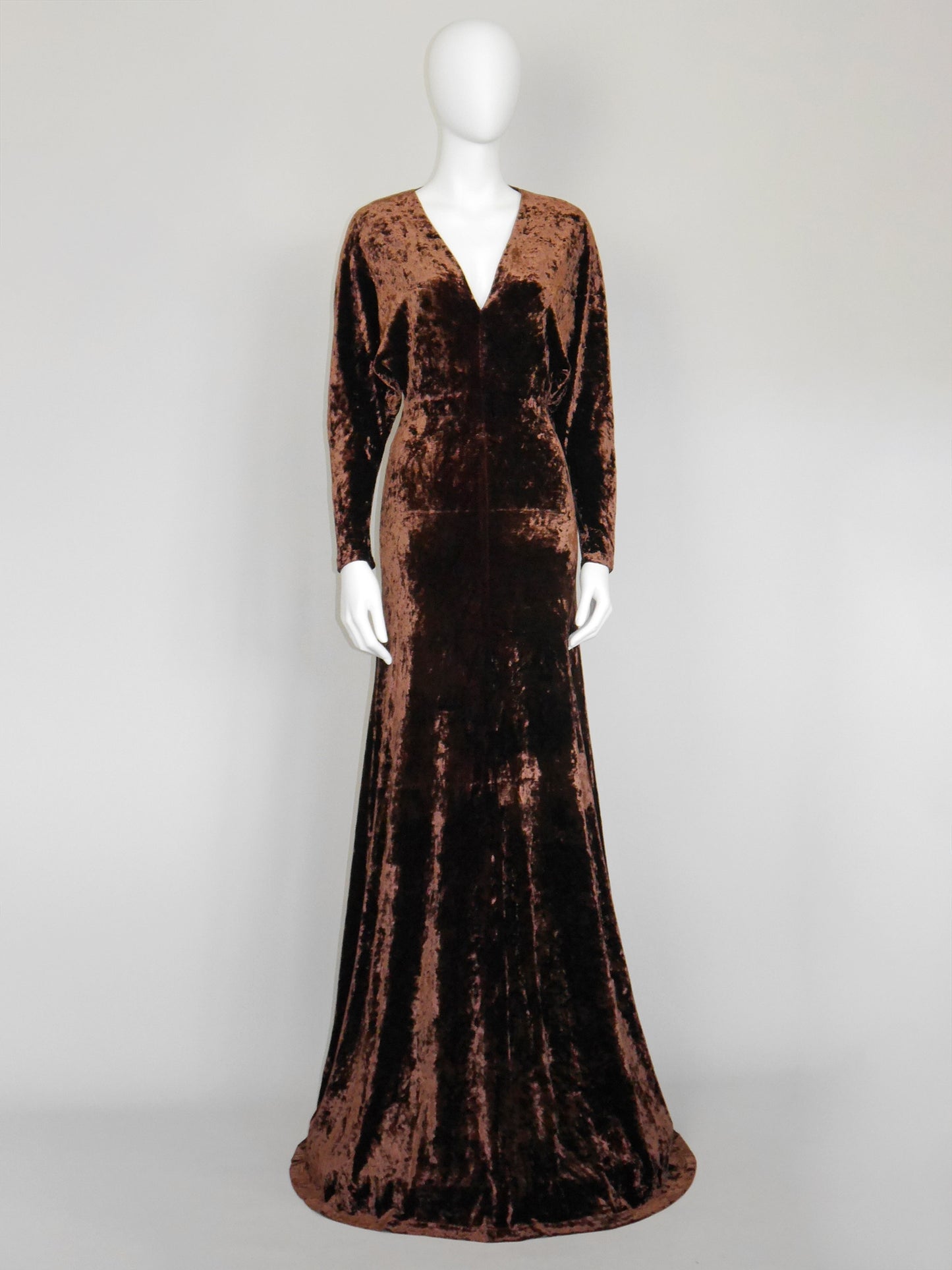 PLEIN SUD 1990s 2000s Vintage Ultra Long Crushed Velvet Maxi Evening Dress Size S