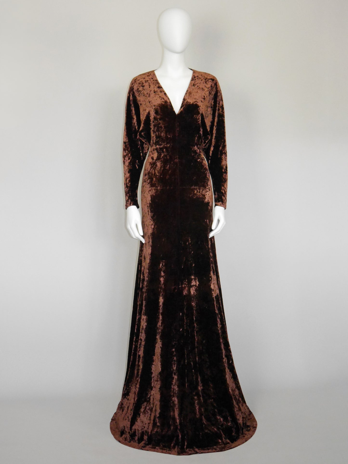 PLEIN SUD 1990s 2000s Vintage Ultra Long Crushed Velvet Maxi Evening Dress Size S