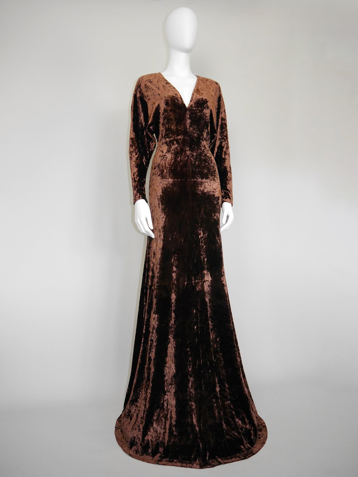 PLEIN SUD 1990s 2000s Vintage Ultra Long Crushed Velvet Maxi Evening Dress Size S