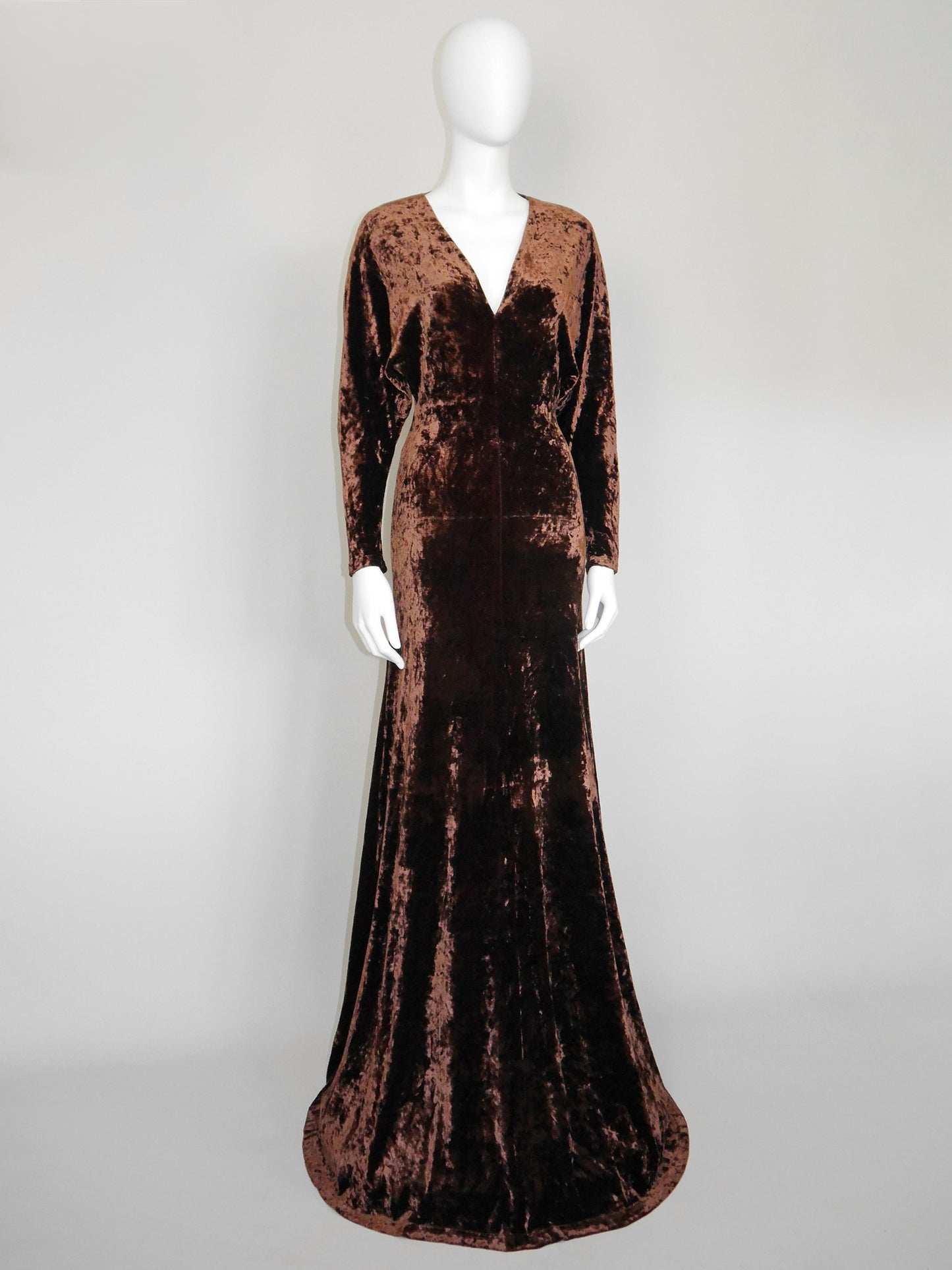 PLEIN SUD 1990s 2000s Vintage Ultra Long Crushed Velvet Maxi Evening Dress Size S